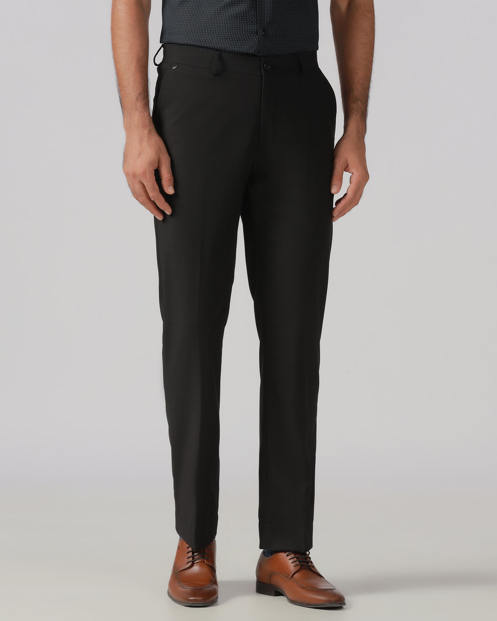 Black Textured Trouser - Black-267