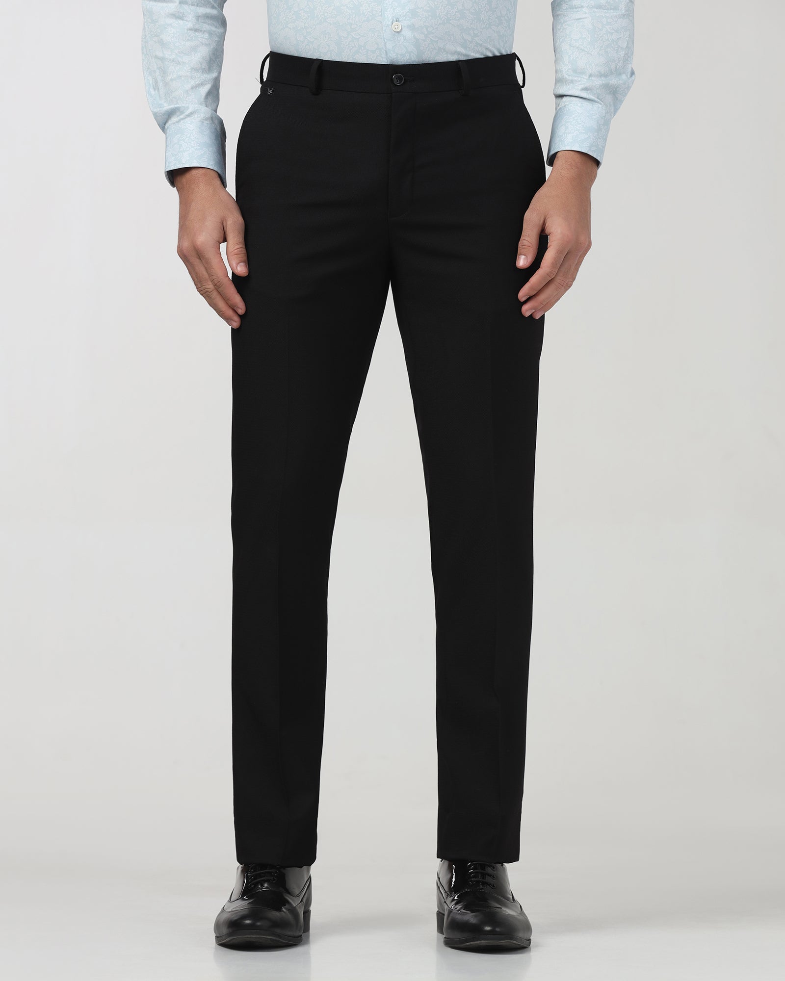 Black Textured Trouser - Black-274