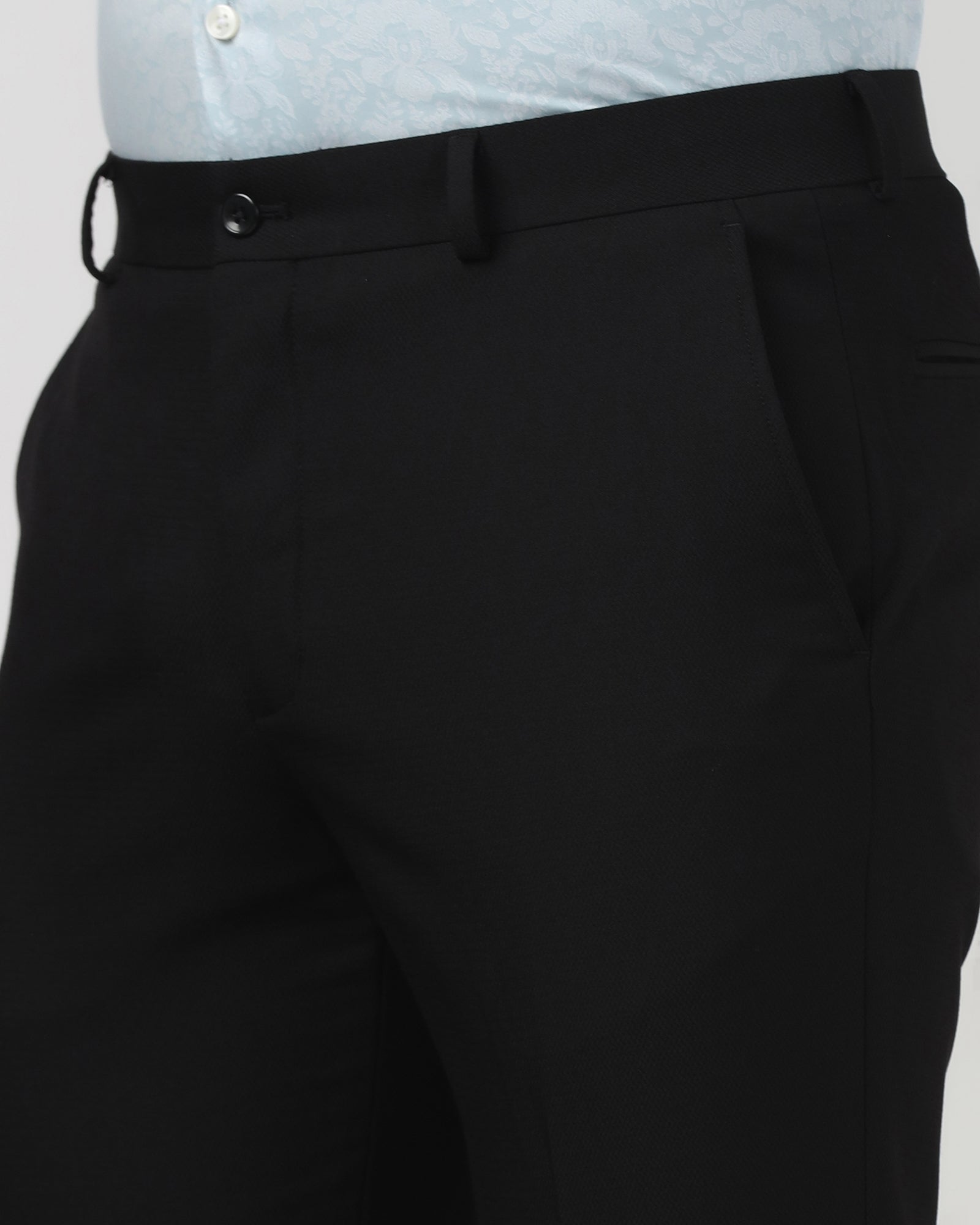 Black Textured Trouser - Black-274