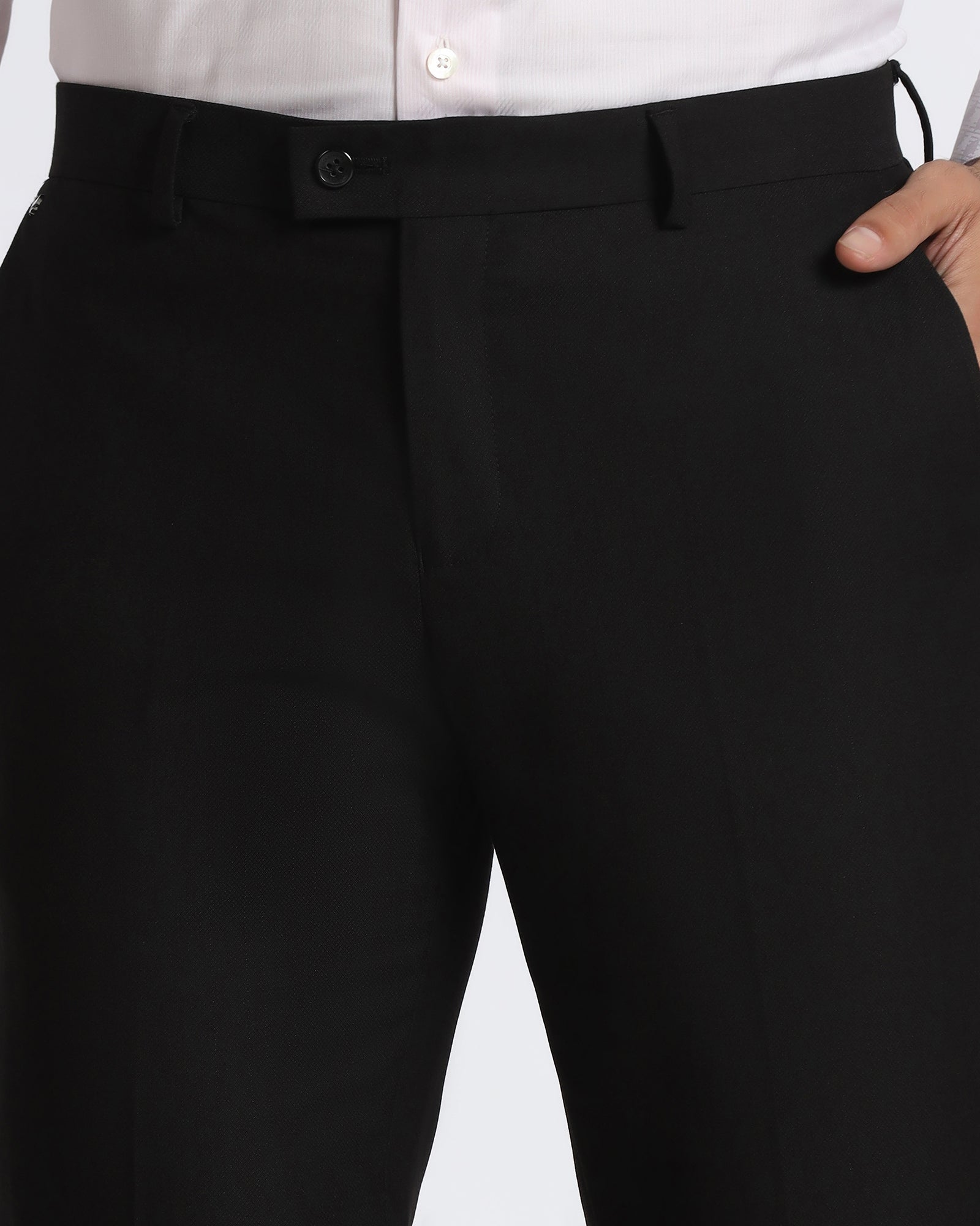 Black Textured Trouser - Bluemoon