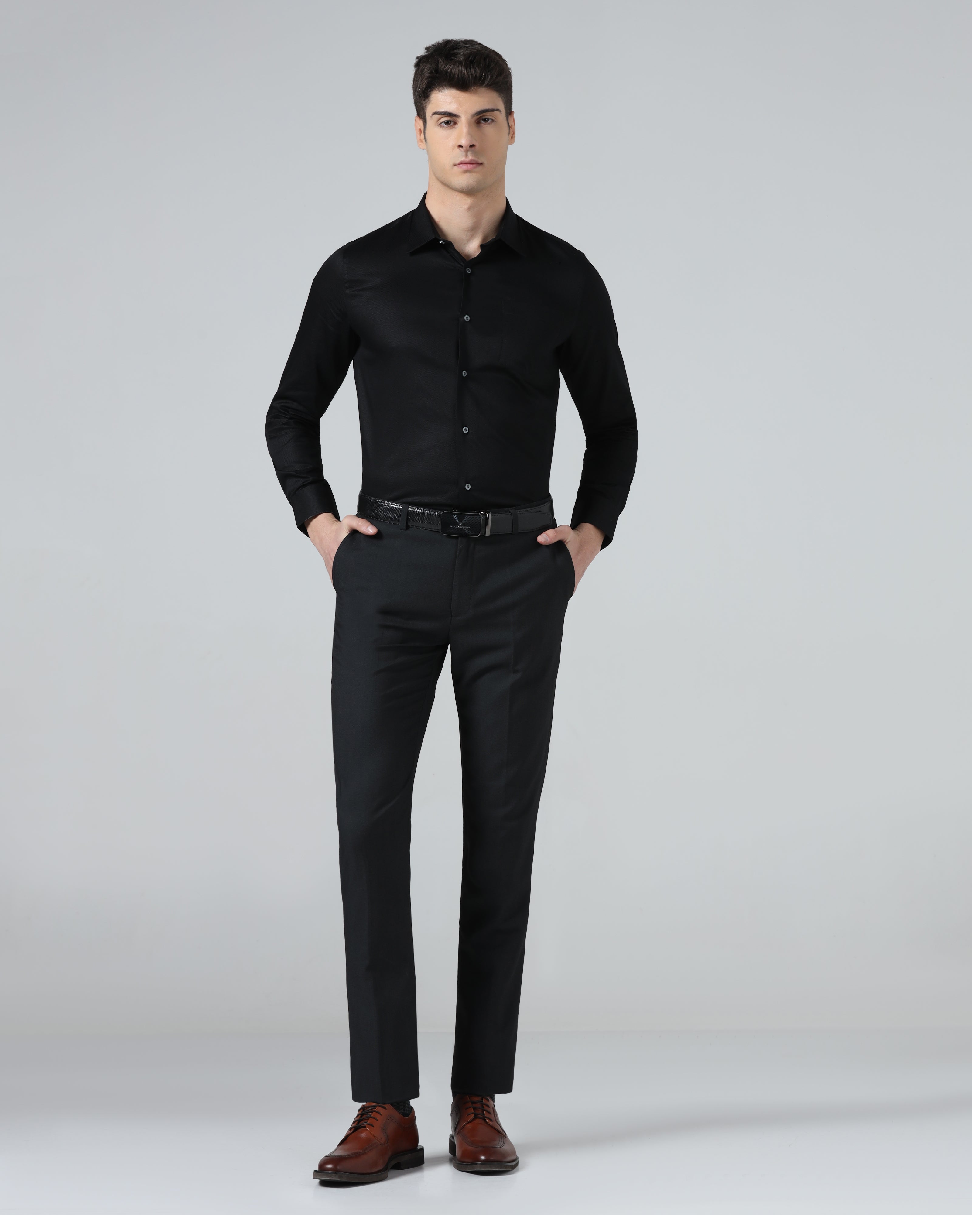 Black Textured Trouser