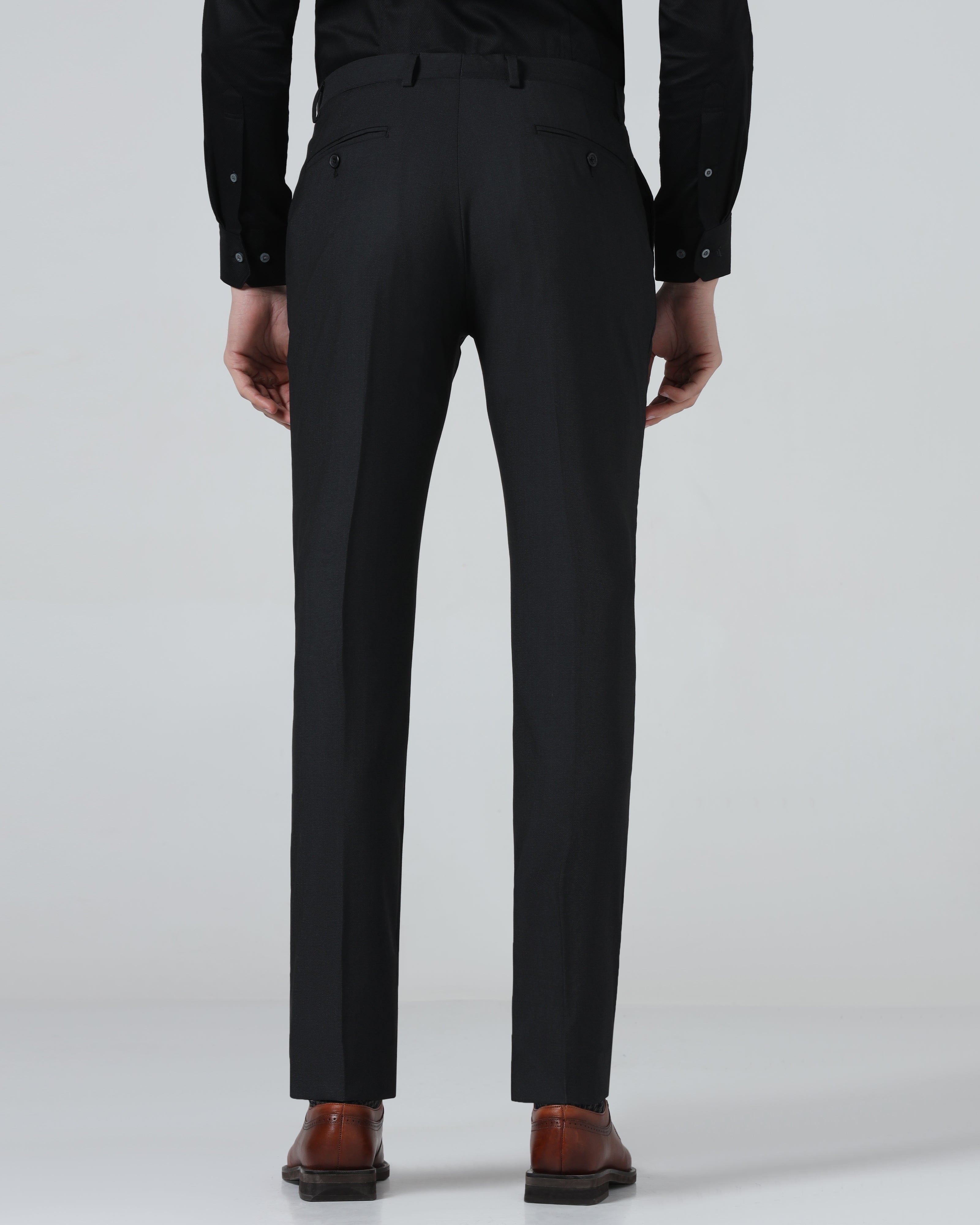 Black Textured Trouser