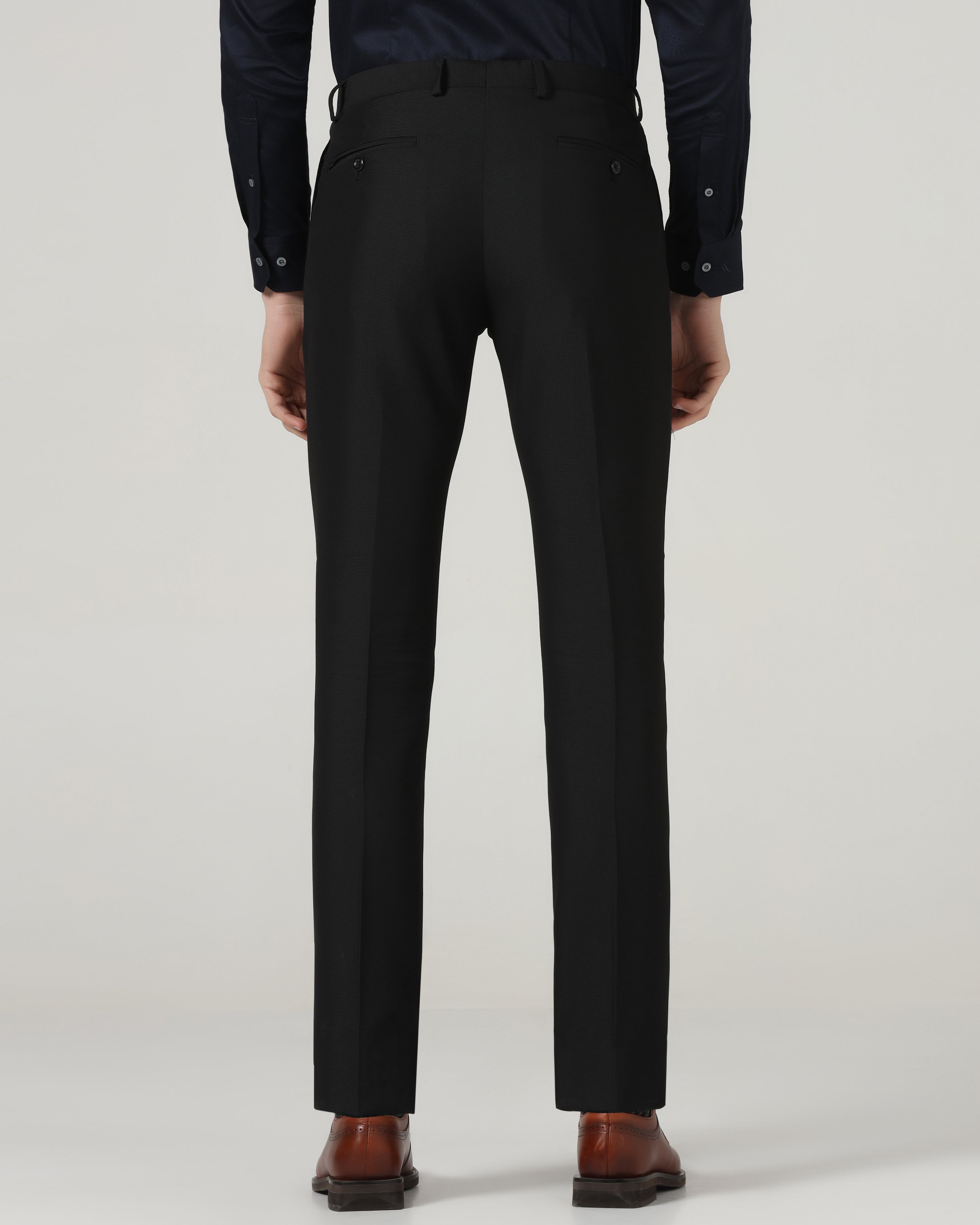 Black Textured Trouser - Mace