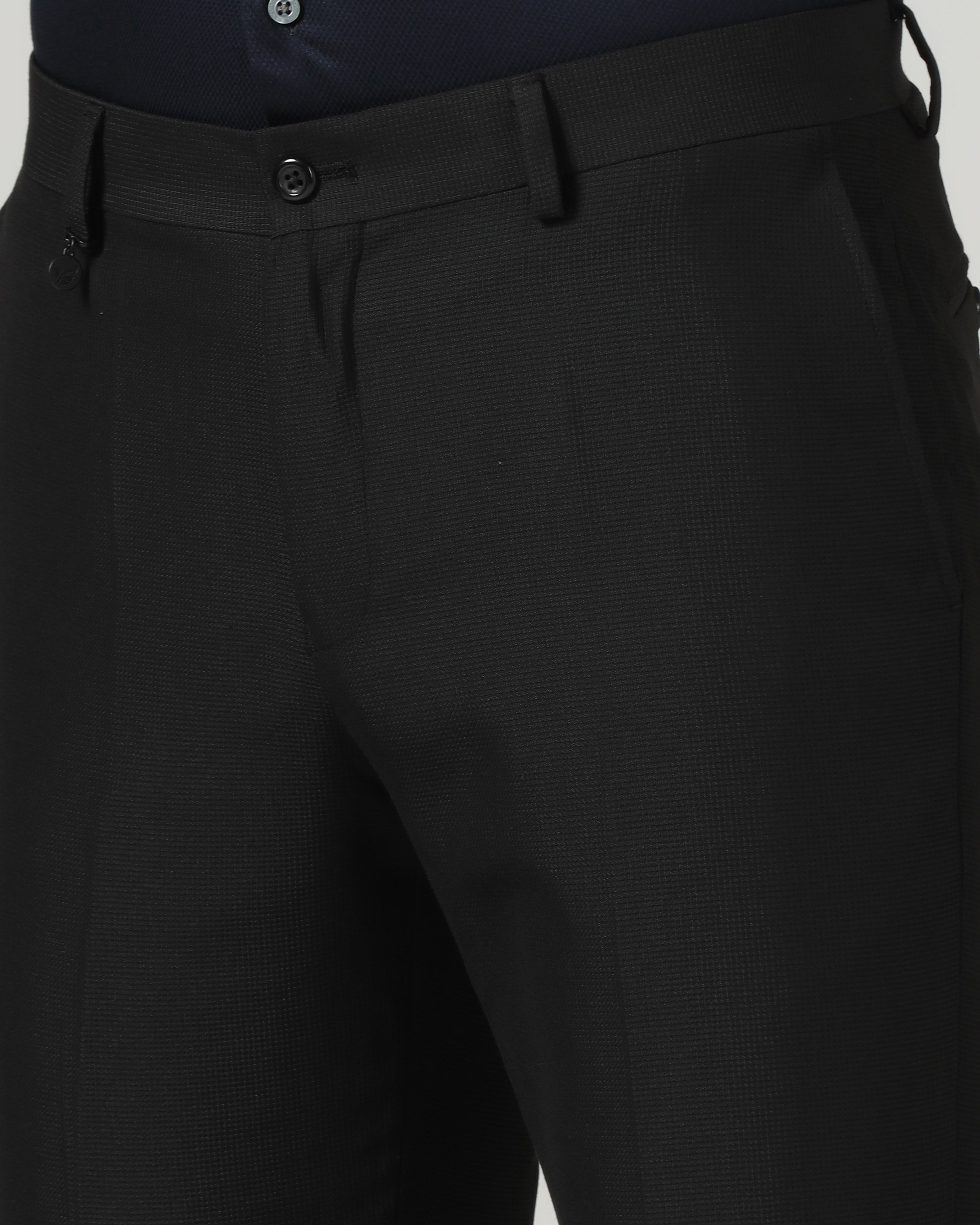 Black Textured Trouser - Mace