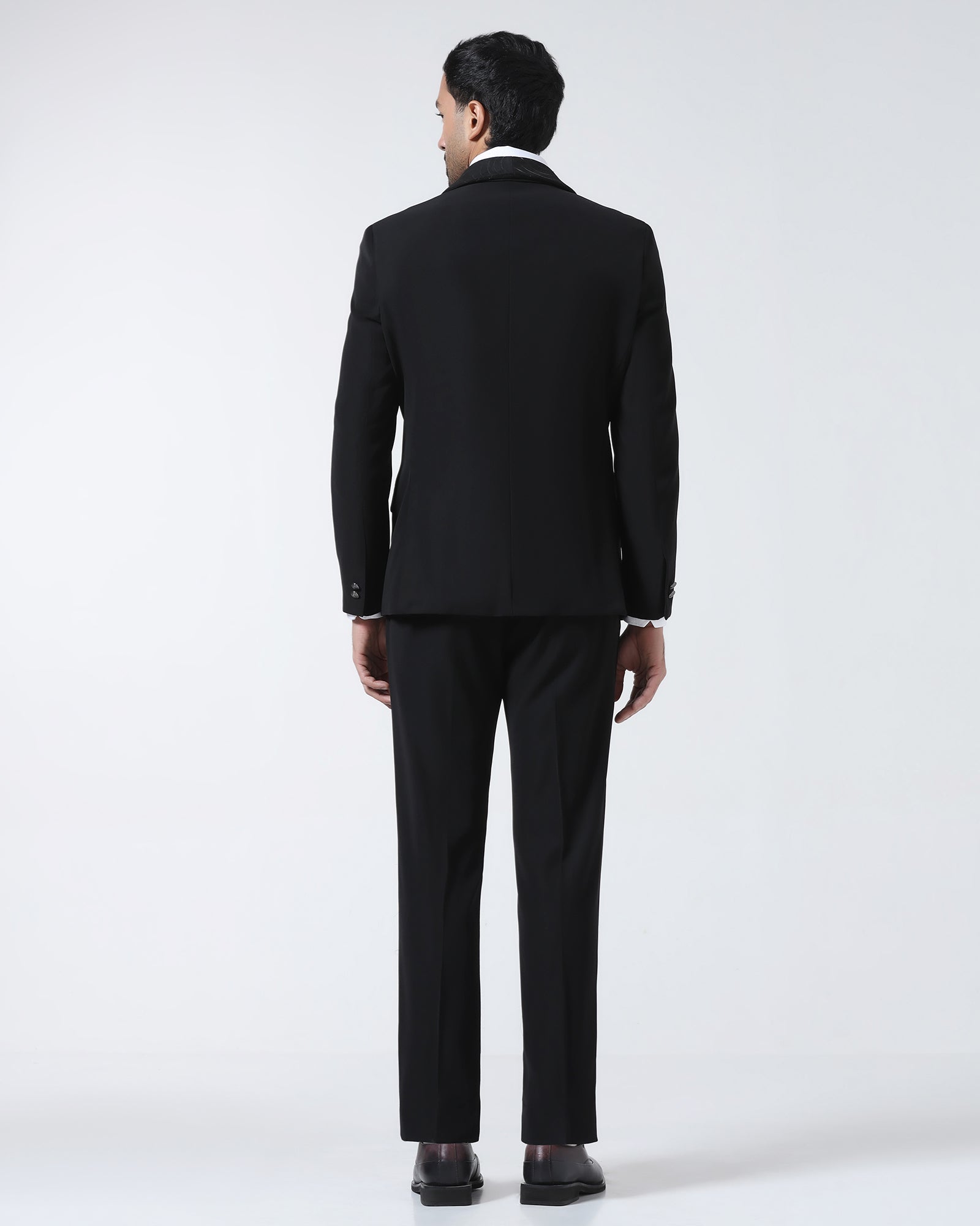 Black Three Piece Solid Suit - Erron