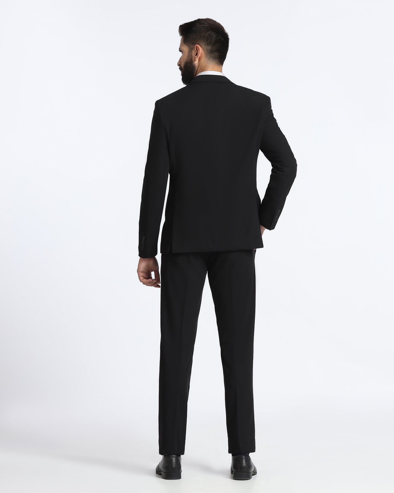 Black Three Piece Solid Suit - Kelm