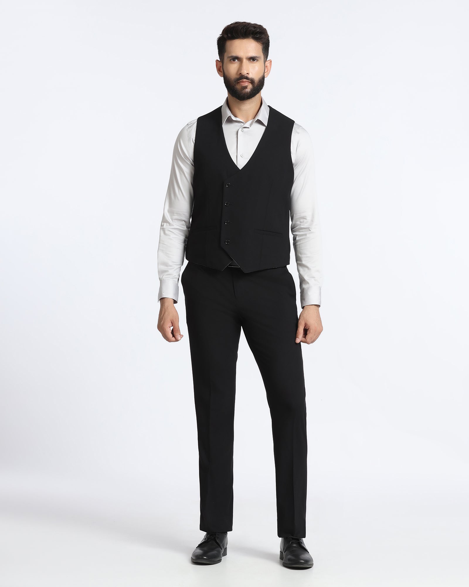 Black Three Piece Solid Suit - Kelm