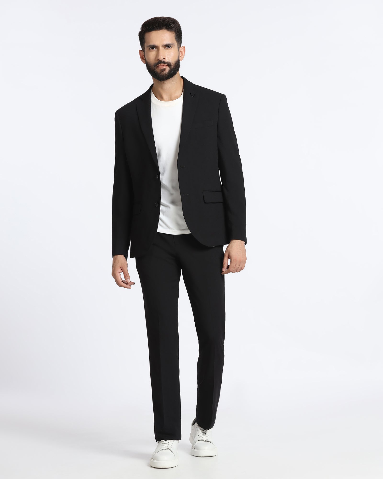 Black Three Piece Solid Suit - Kelm