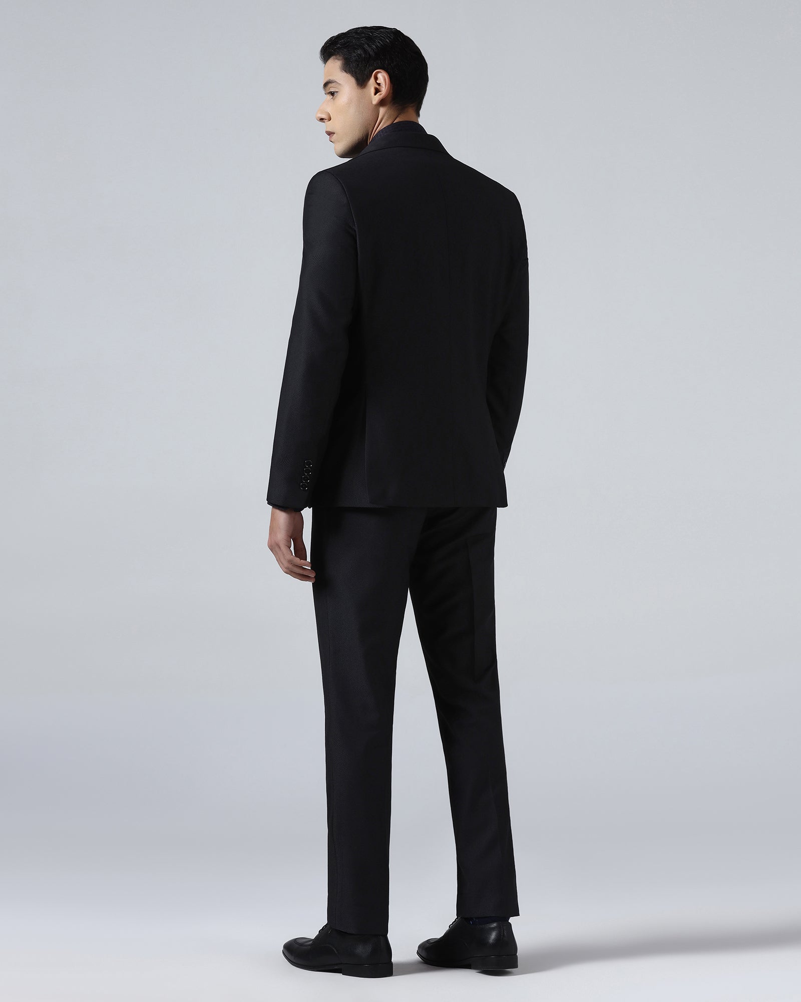 Black Three Piece Textured Suit - Kizu
