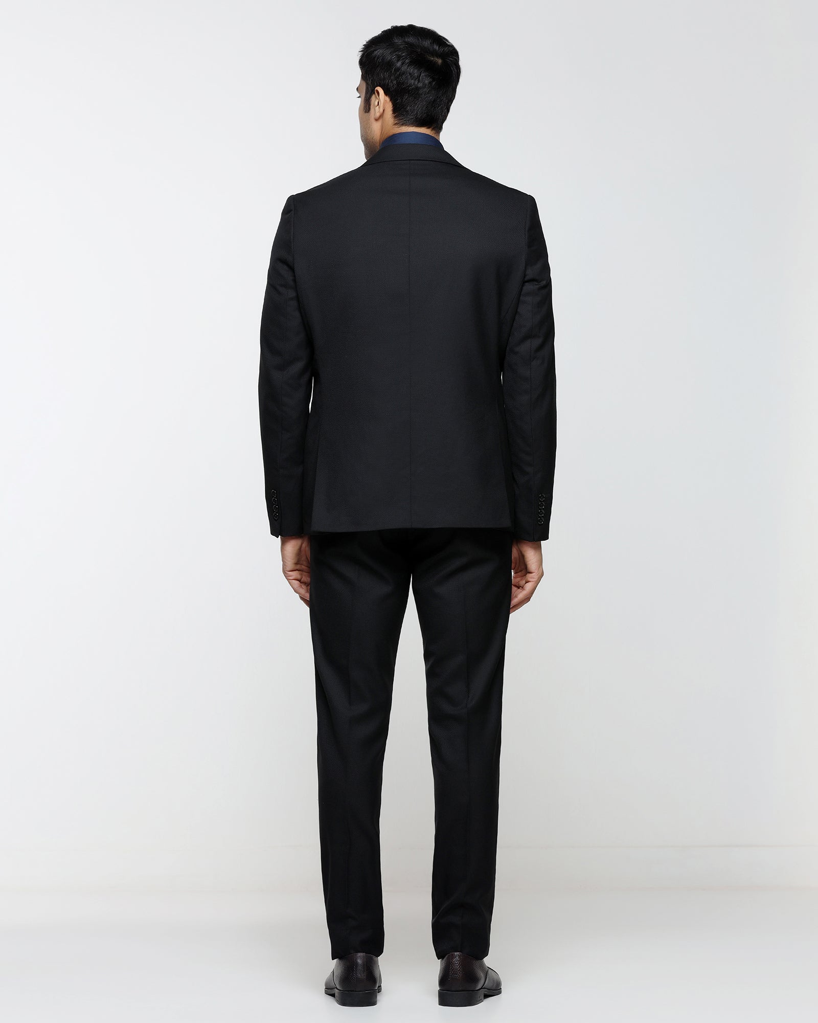 Black Three Piece Textured Suit - Kova