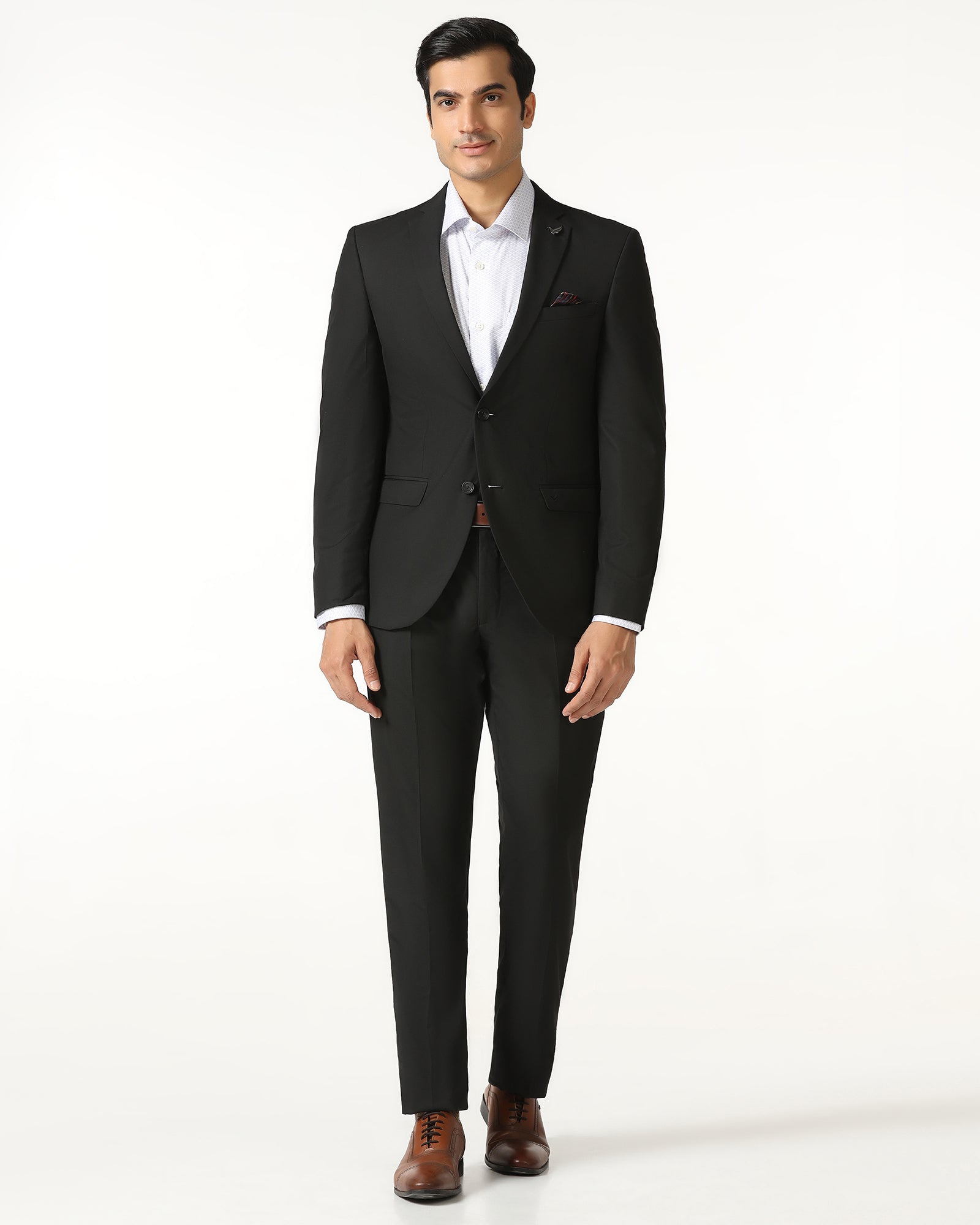 Black Two Piece Solid Suit - Jorris