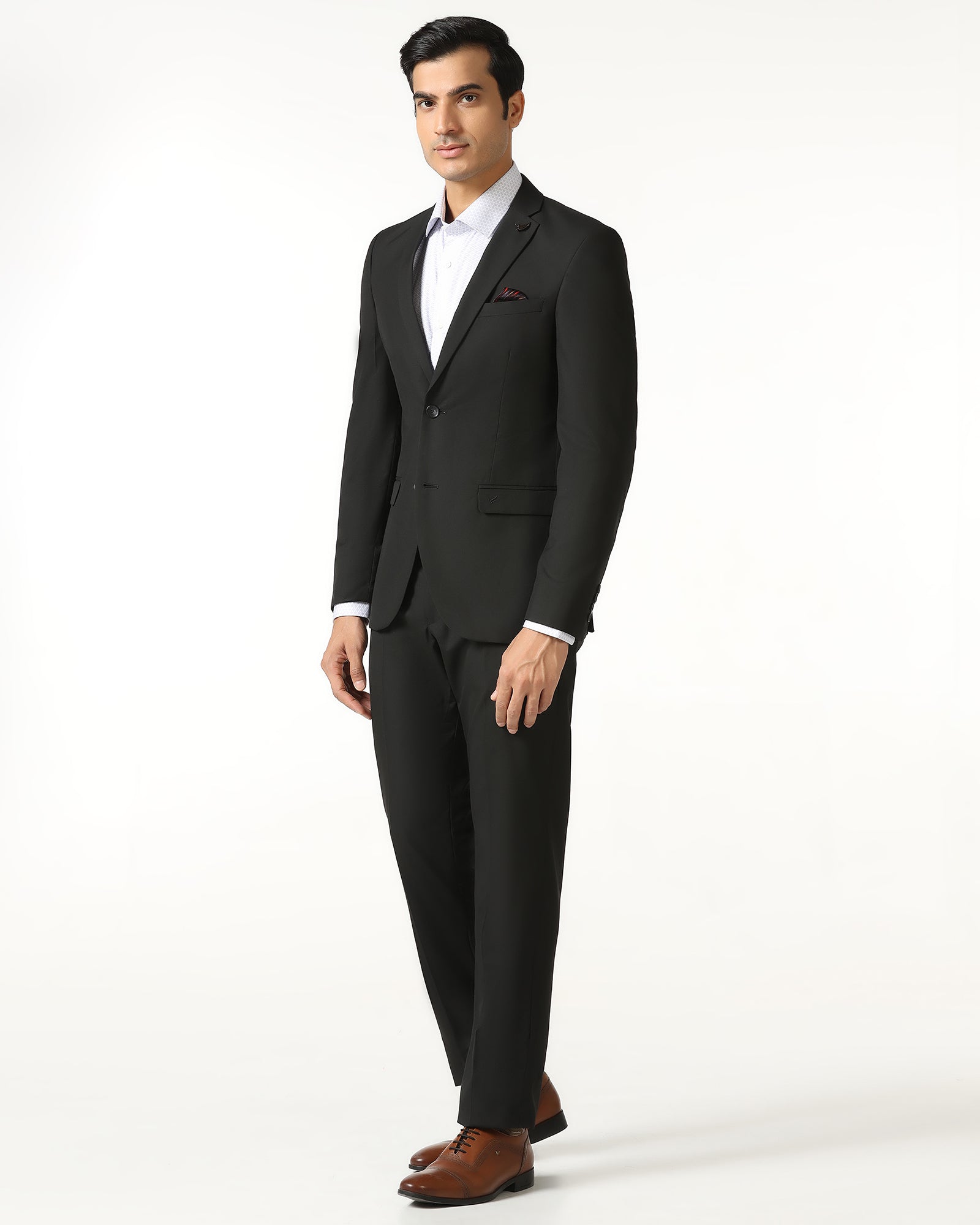 Black Two Piece Solid Suit - Jorris