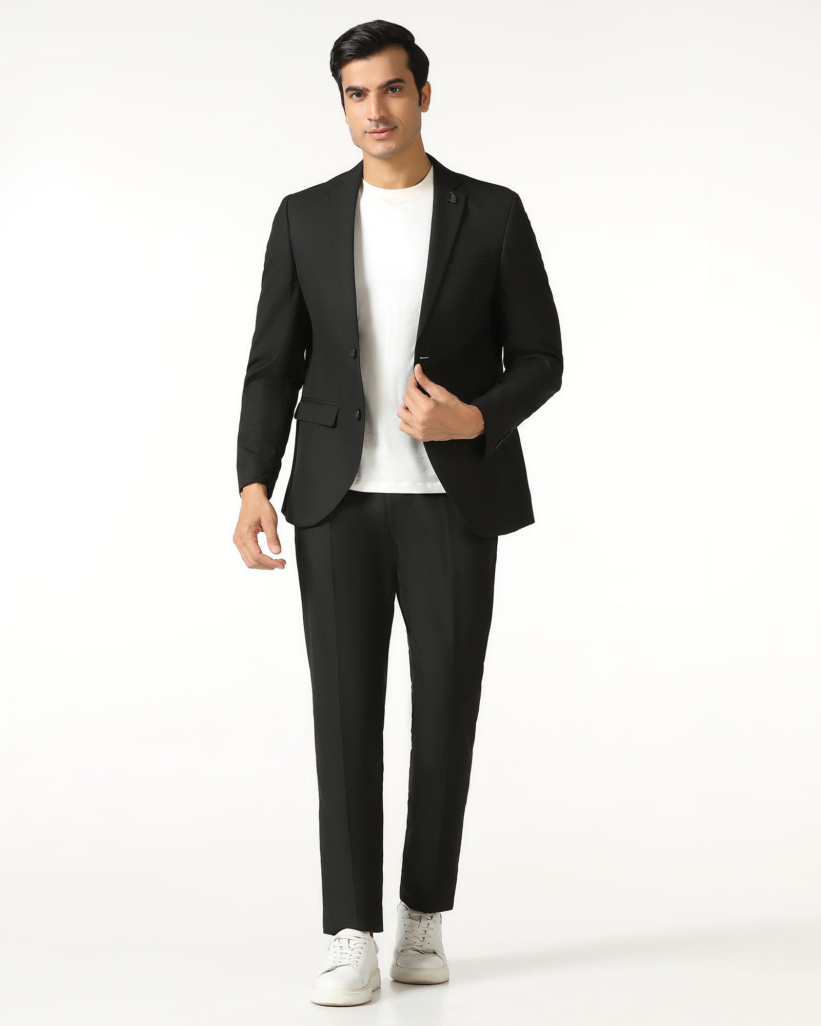 Black Two Piece Solid Suit - Jorris