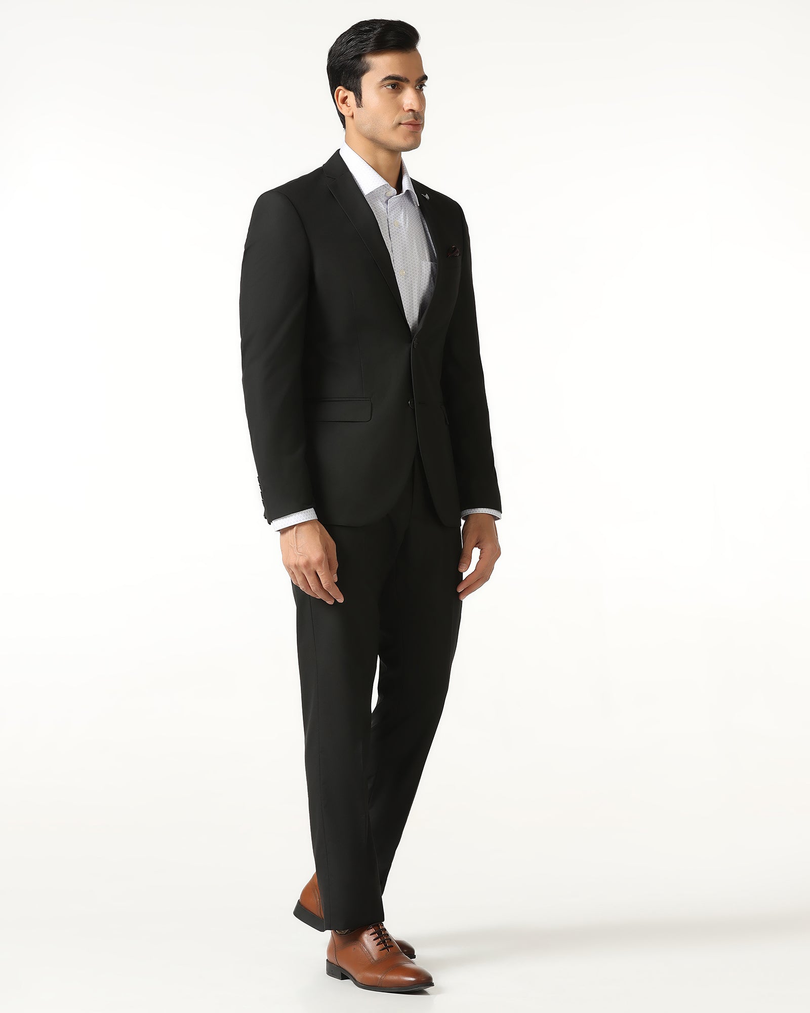 Black Two Piece Solid Suit - Jorris