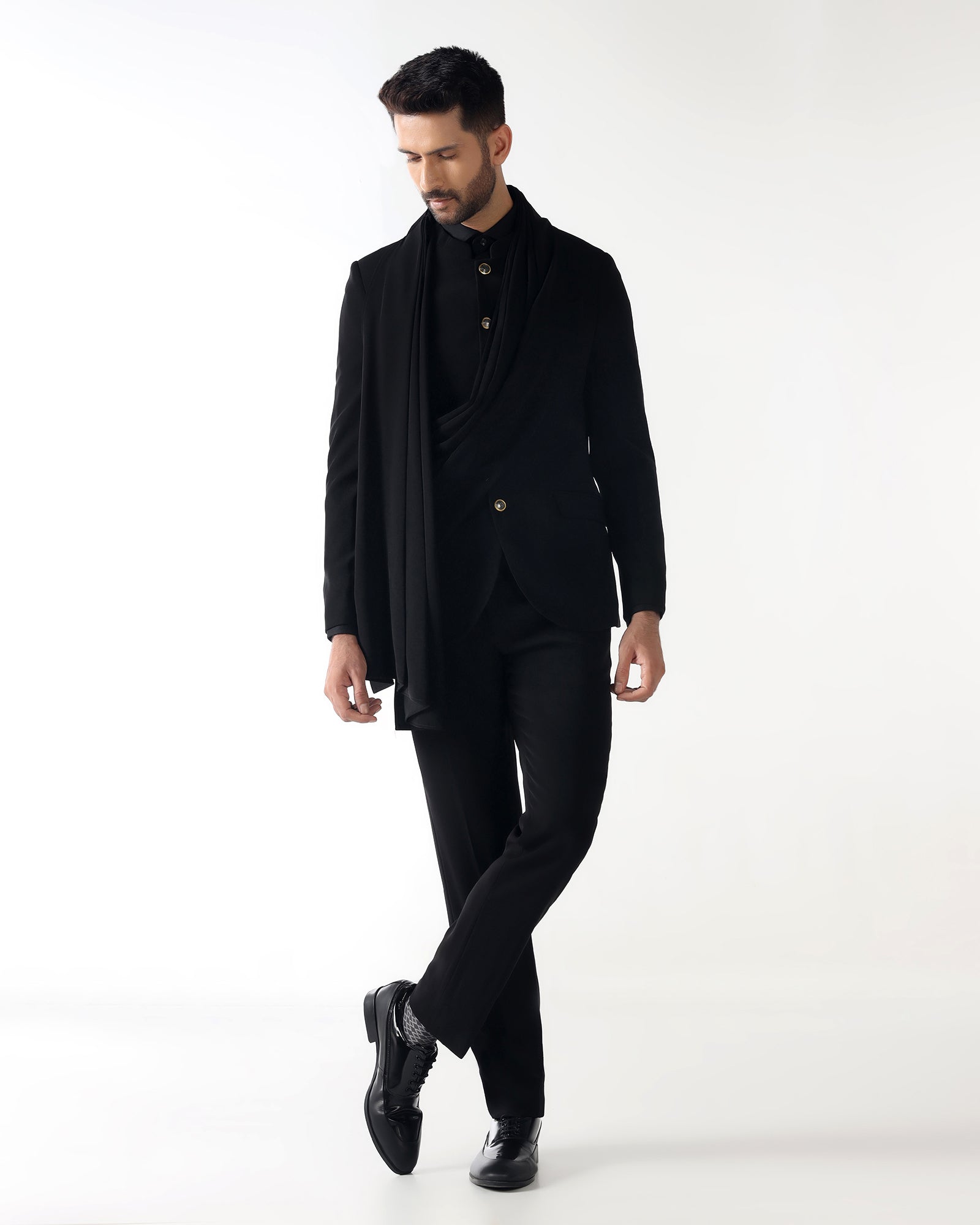 Black Two Piece Solid Suit - Quaf