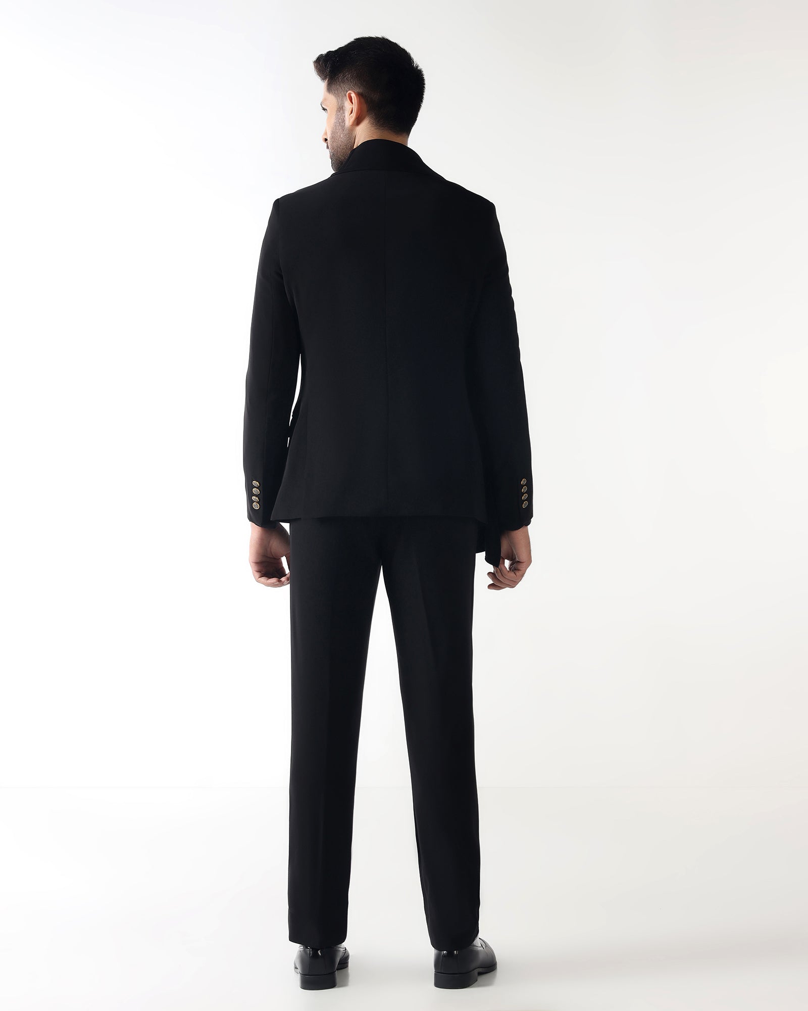 Black Two Piece Solid Suit - Quaf