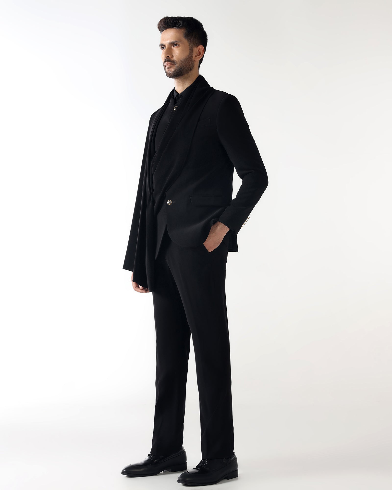 Black Two Piece Solid Suit - Quaf