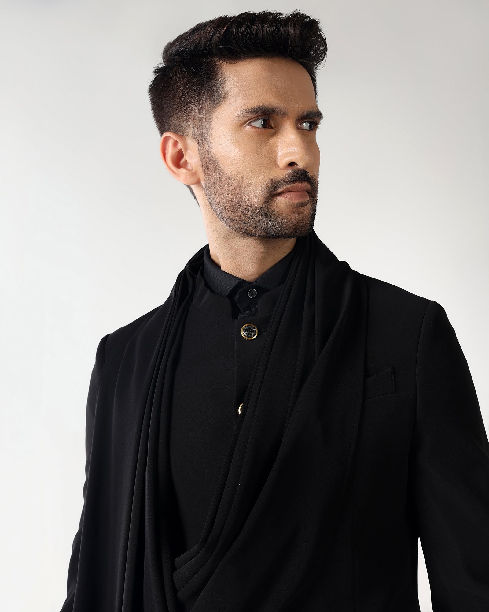 Black Two Piece Solid Suit - Quaf