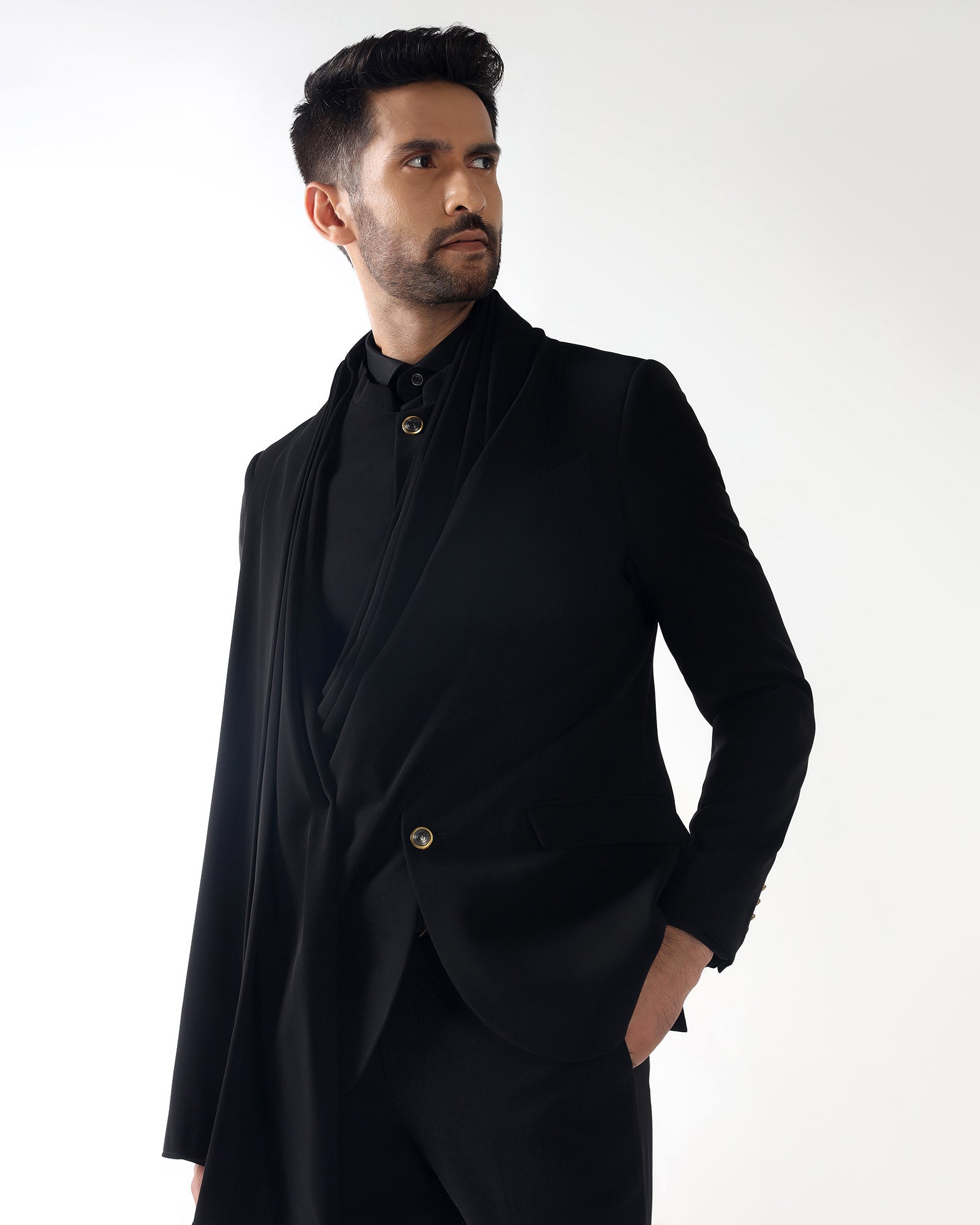 Black Two Piece Solid Suit - Quaf