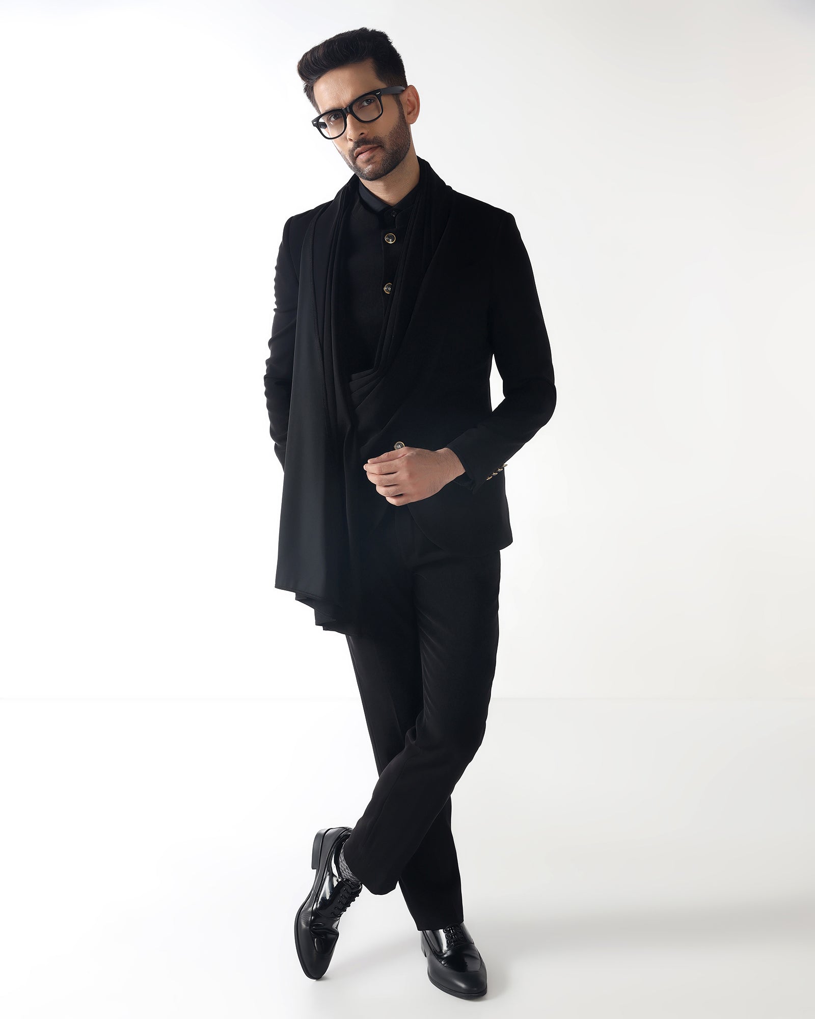 Black Two Piece Solid Suit - Quaf