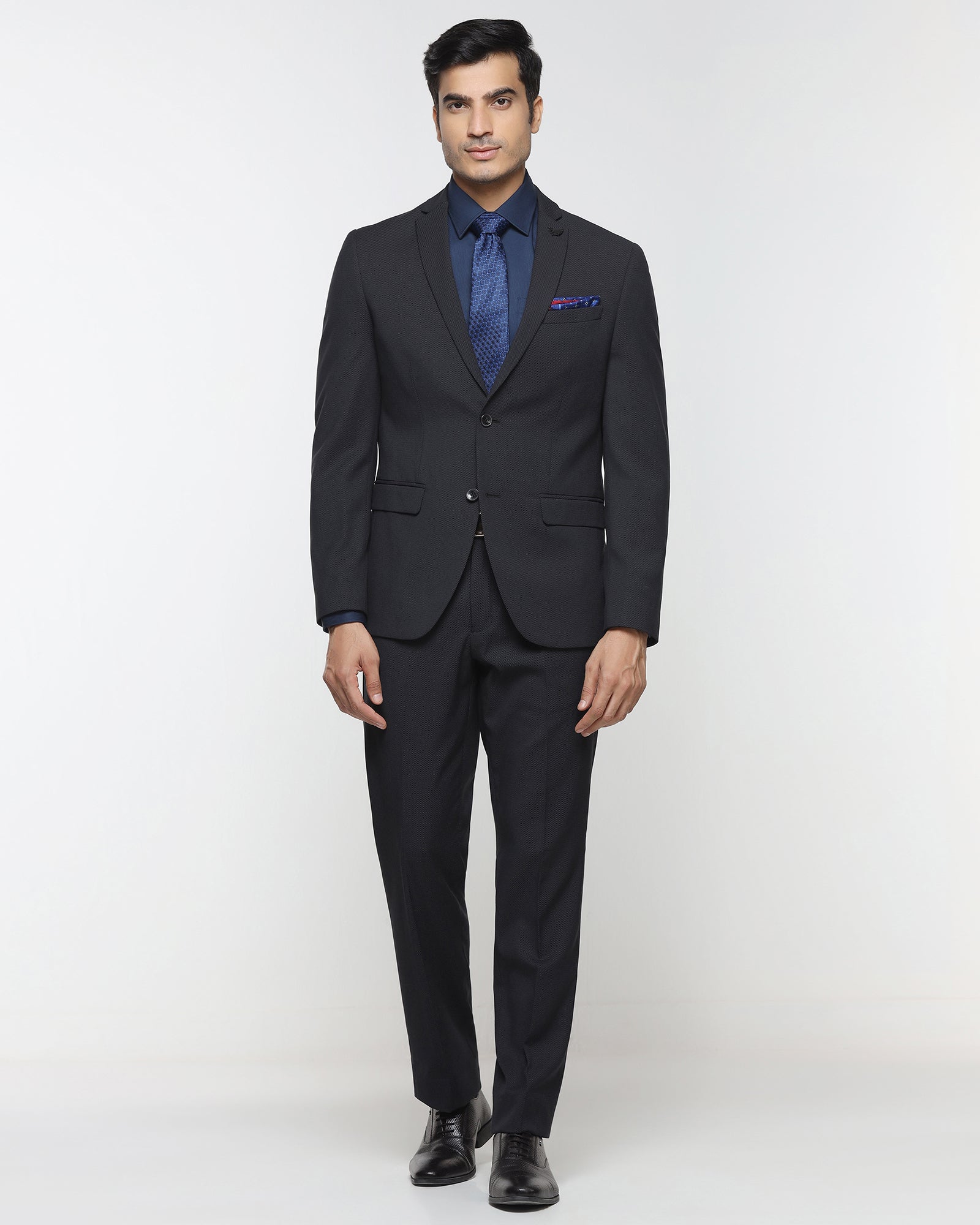 Black Two Piece Textured Suit - Hams