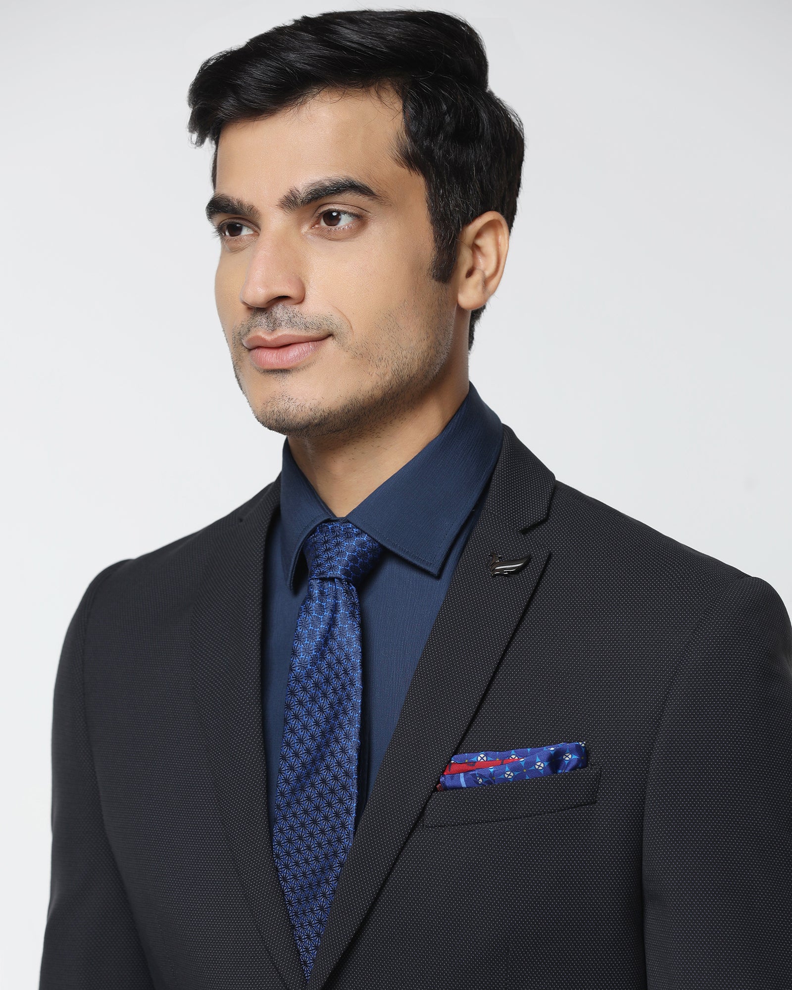 Black Two Piece Textured Suit - Hams