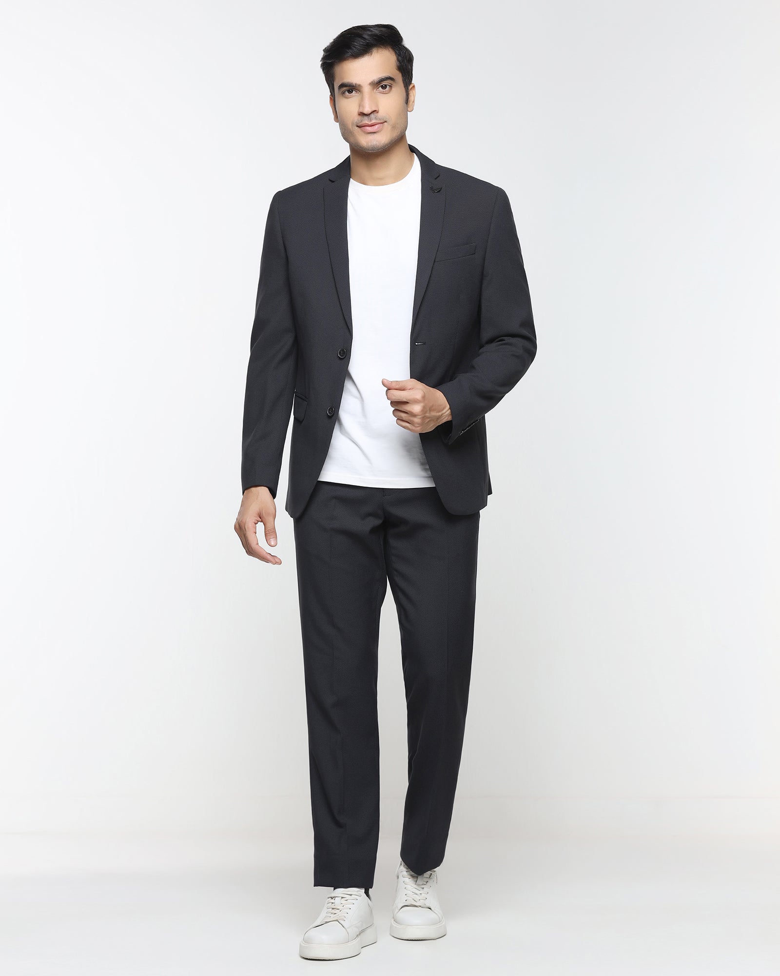 Black Two Piece Textured Suit - Hams