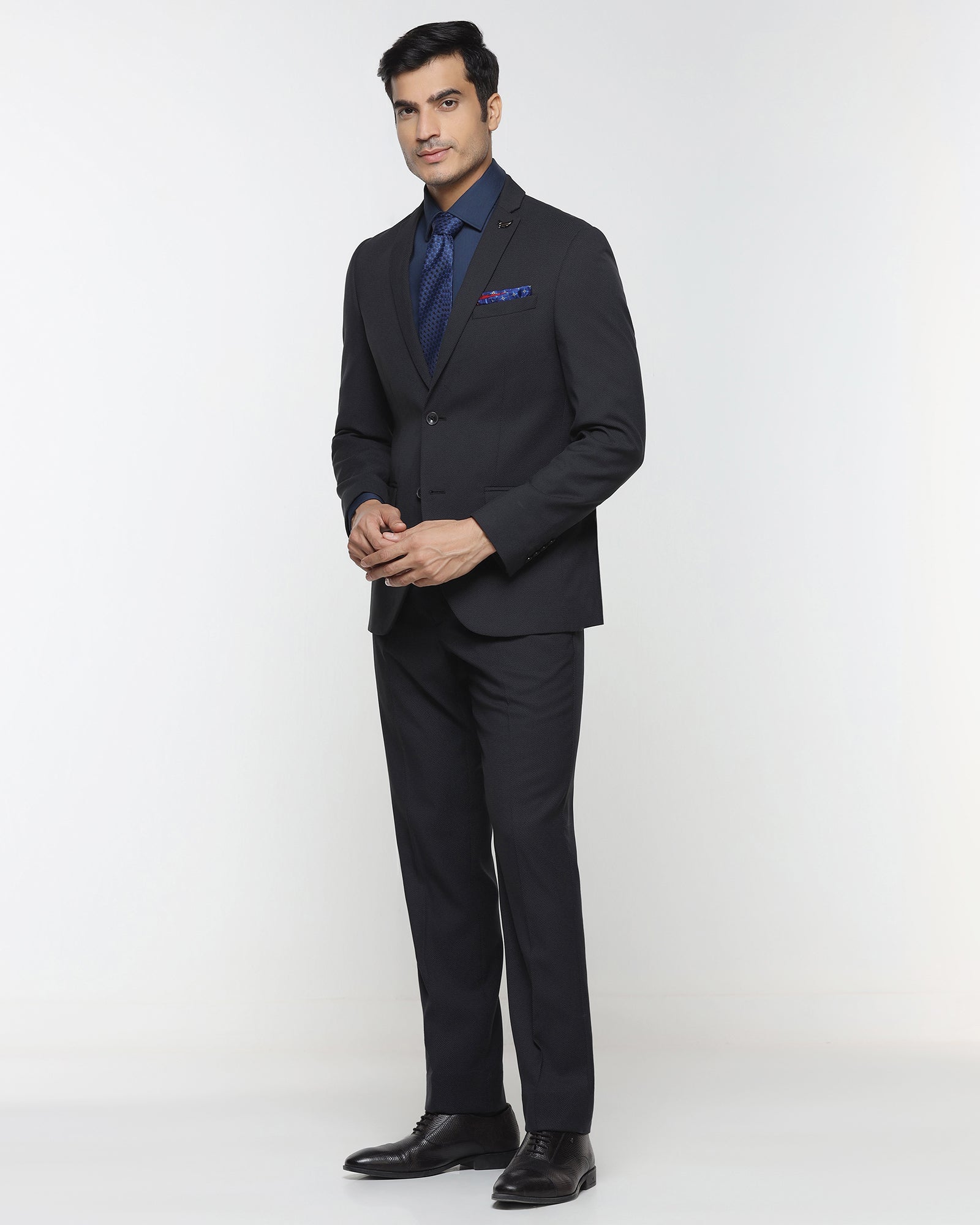 Black Two Piece Textured Suit - Hams