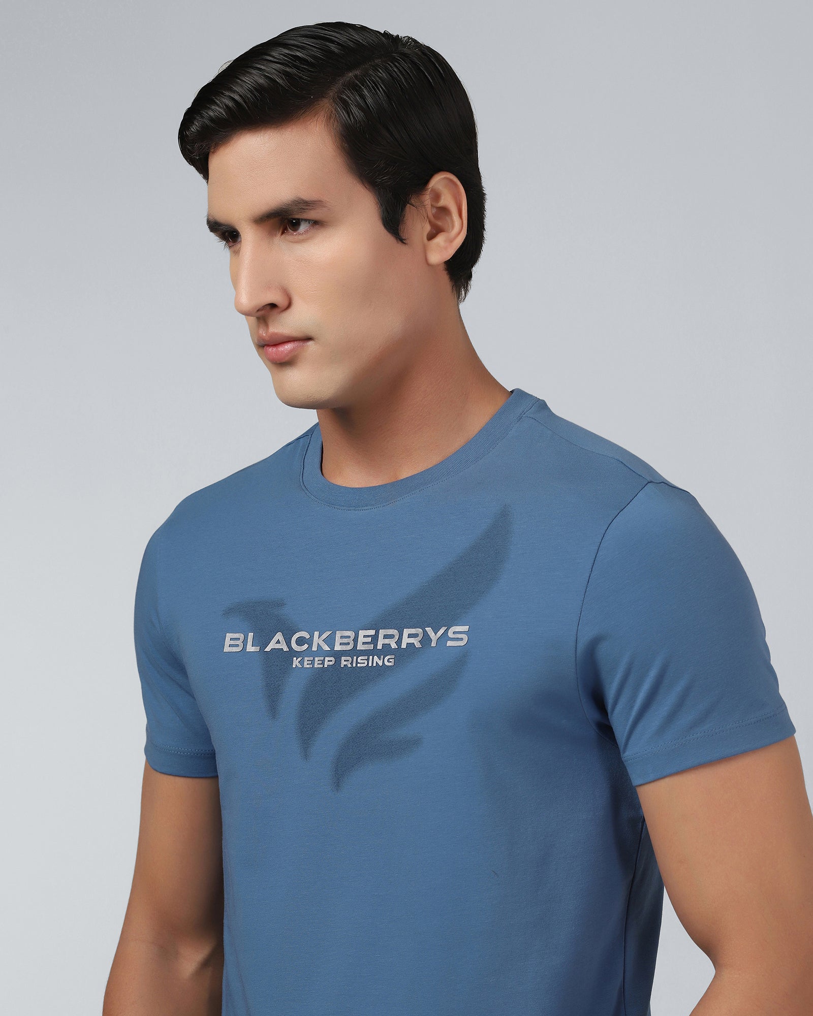 Blue Crew Neck Printed T-Shirt - Posi