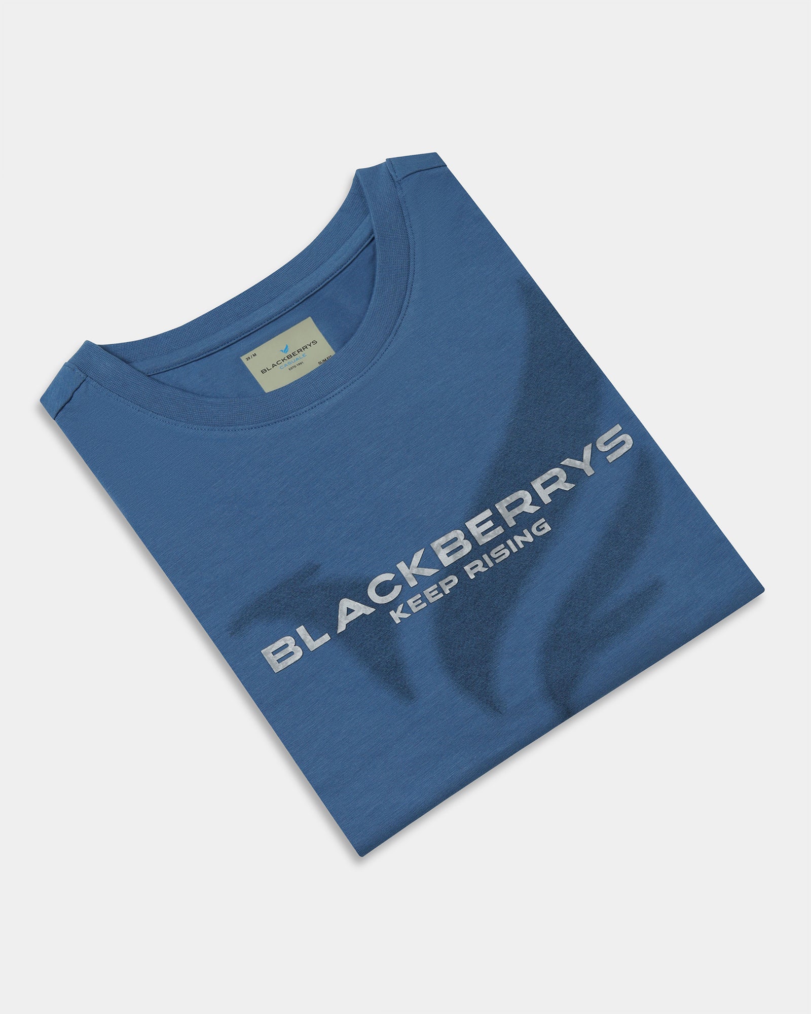 Blue Crew Neck Printed T-Shirt - Posi