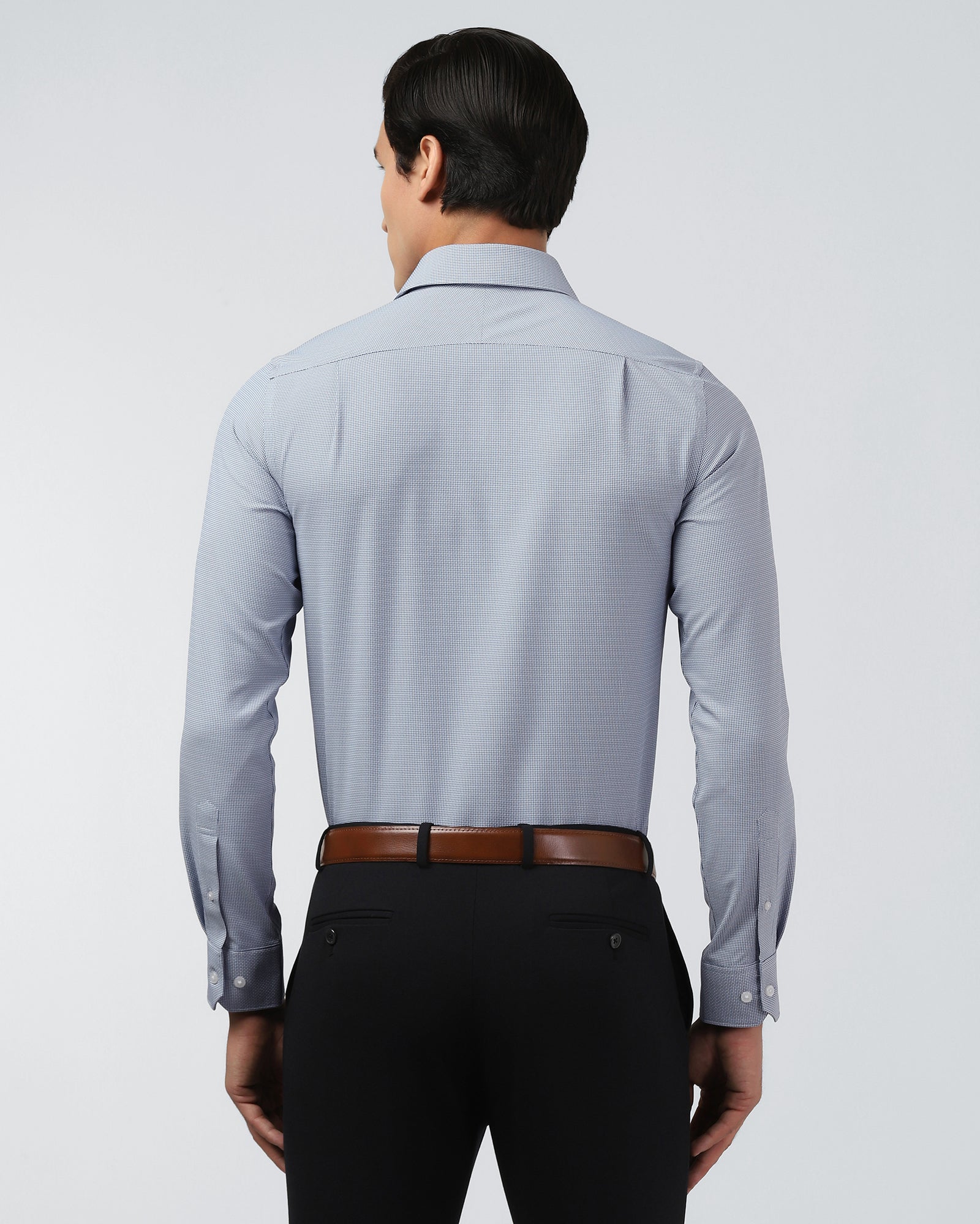 Blue Non Iron Textured Shirt - Russel E
