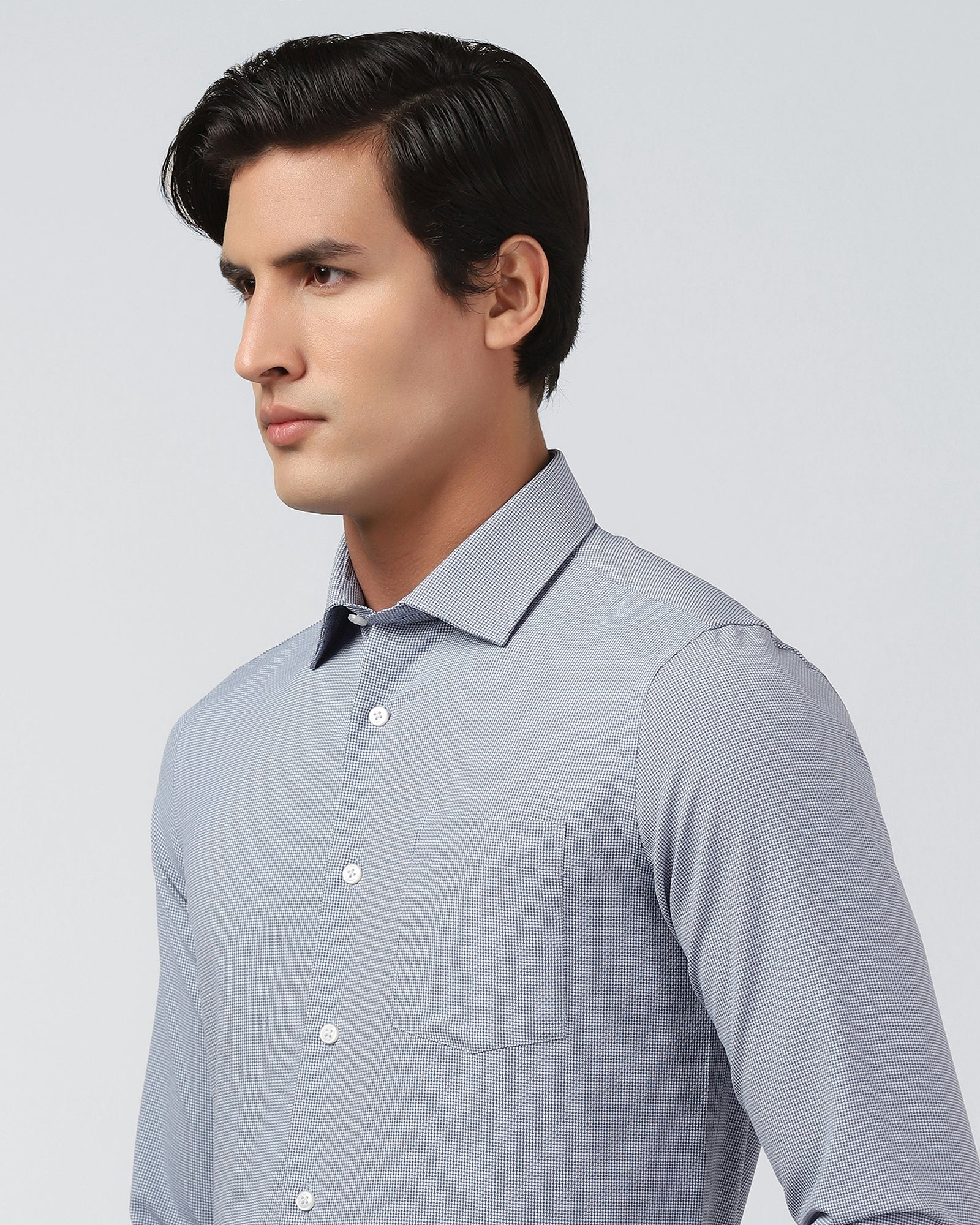 Blue Non Iron Textured Shirt - Russel E