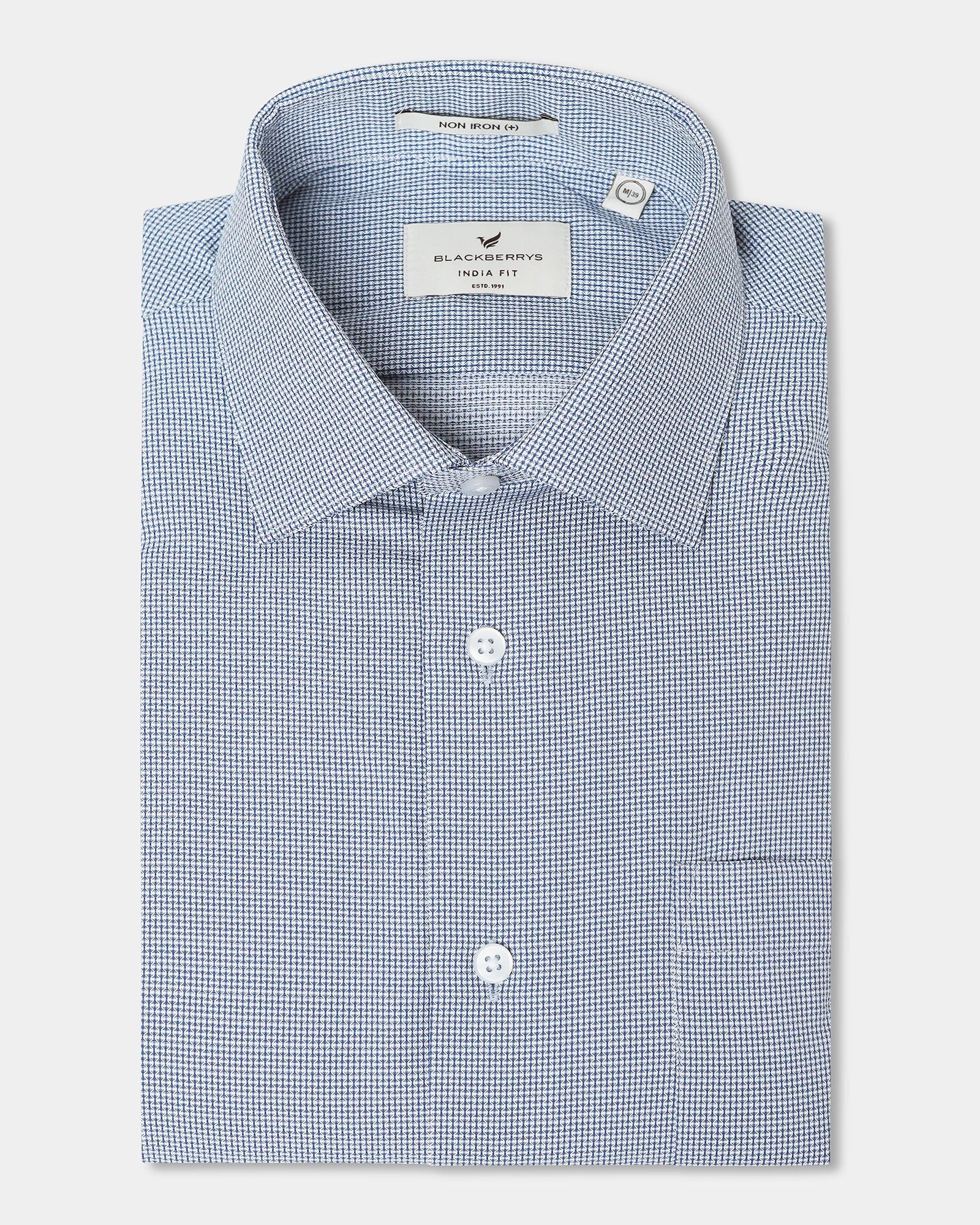 Blue Non Iron Textured Shirt - Russel E