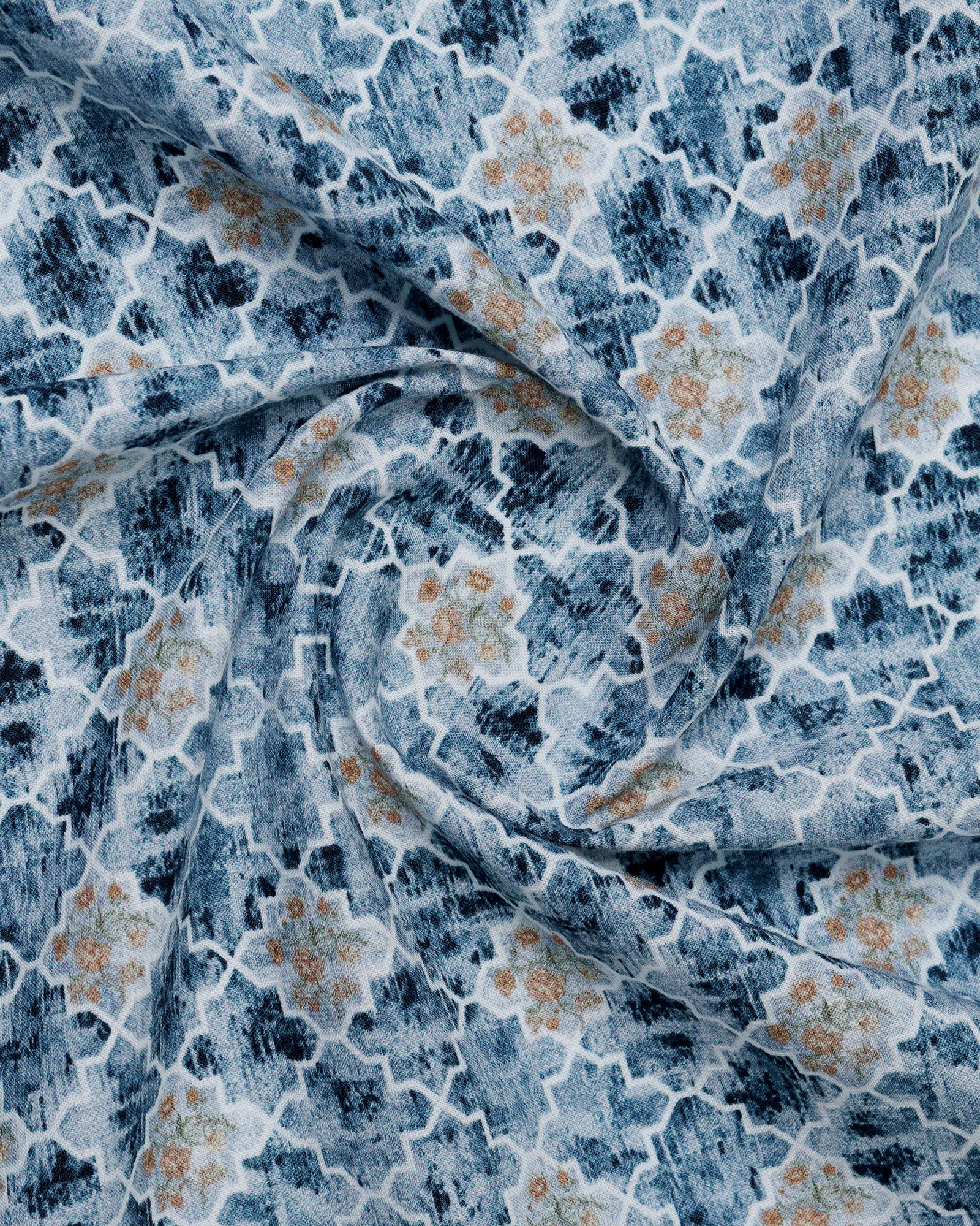 Blue Half Sleeve Printed Shirt - Melod