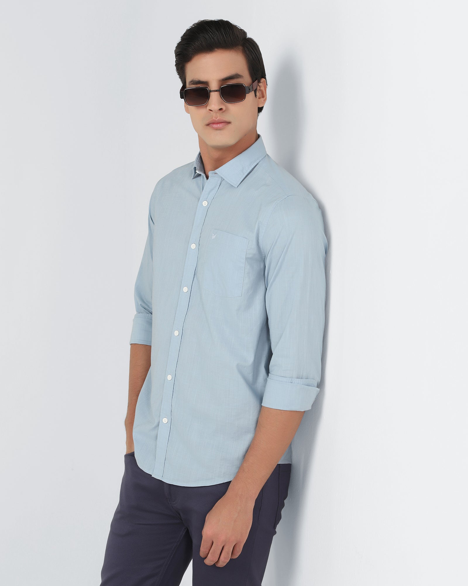 Blue Solid Shirt - Gobert