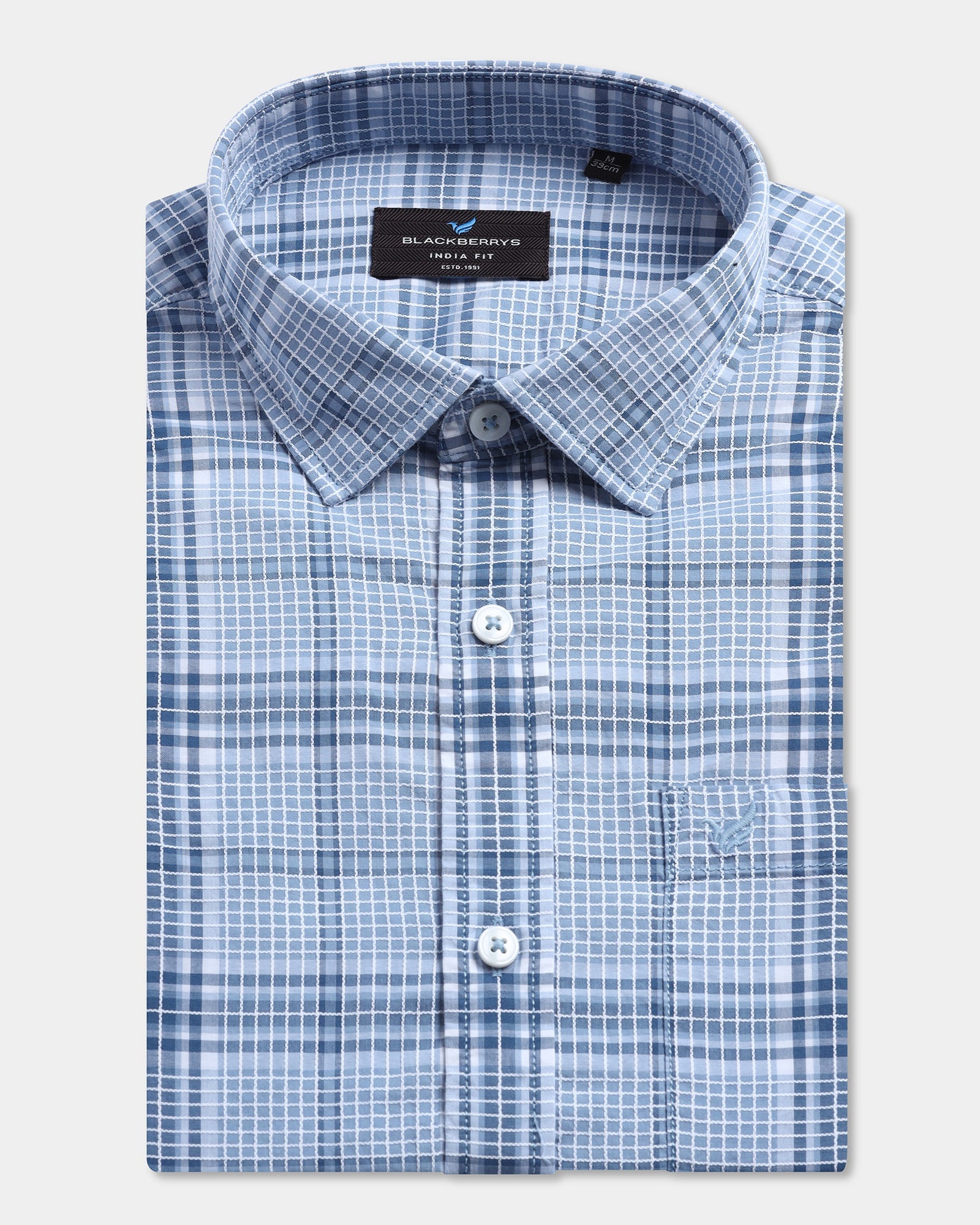 Blue Half Sleeve Check Shirt - Farlen