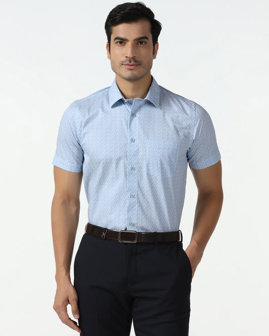 Blue Half Sleeve Printed Shirt - Nicole