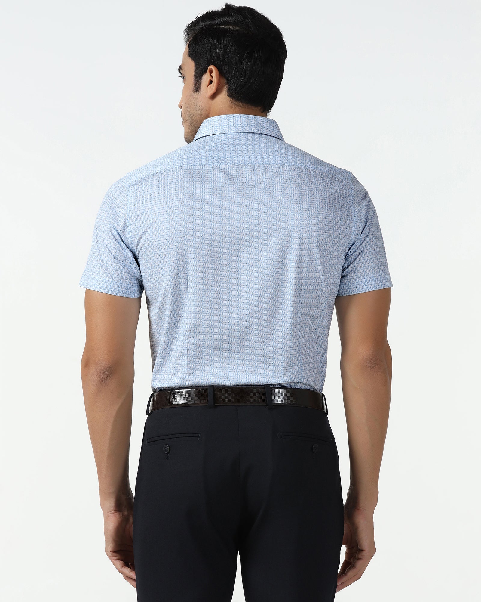 Blue Half Sleeve Printed Shirt - Nicole