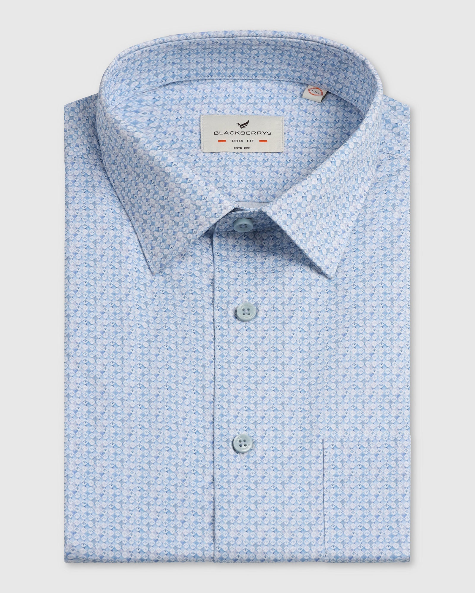 Blue Half Sleeve Printed Shirt - Nicole