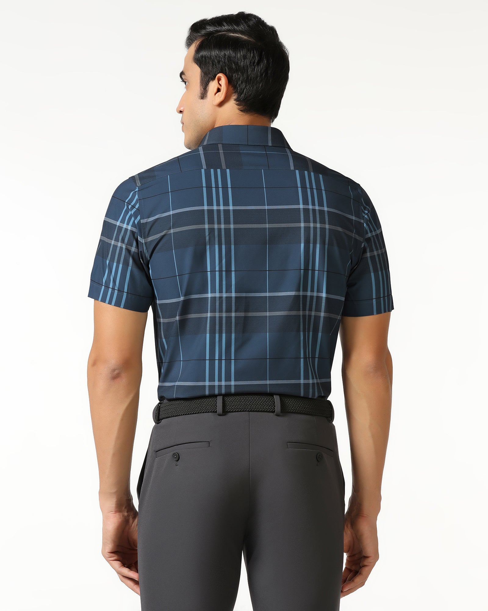Blue Half Sleeve Techpro Check Shirt - Glen