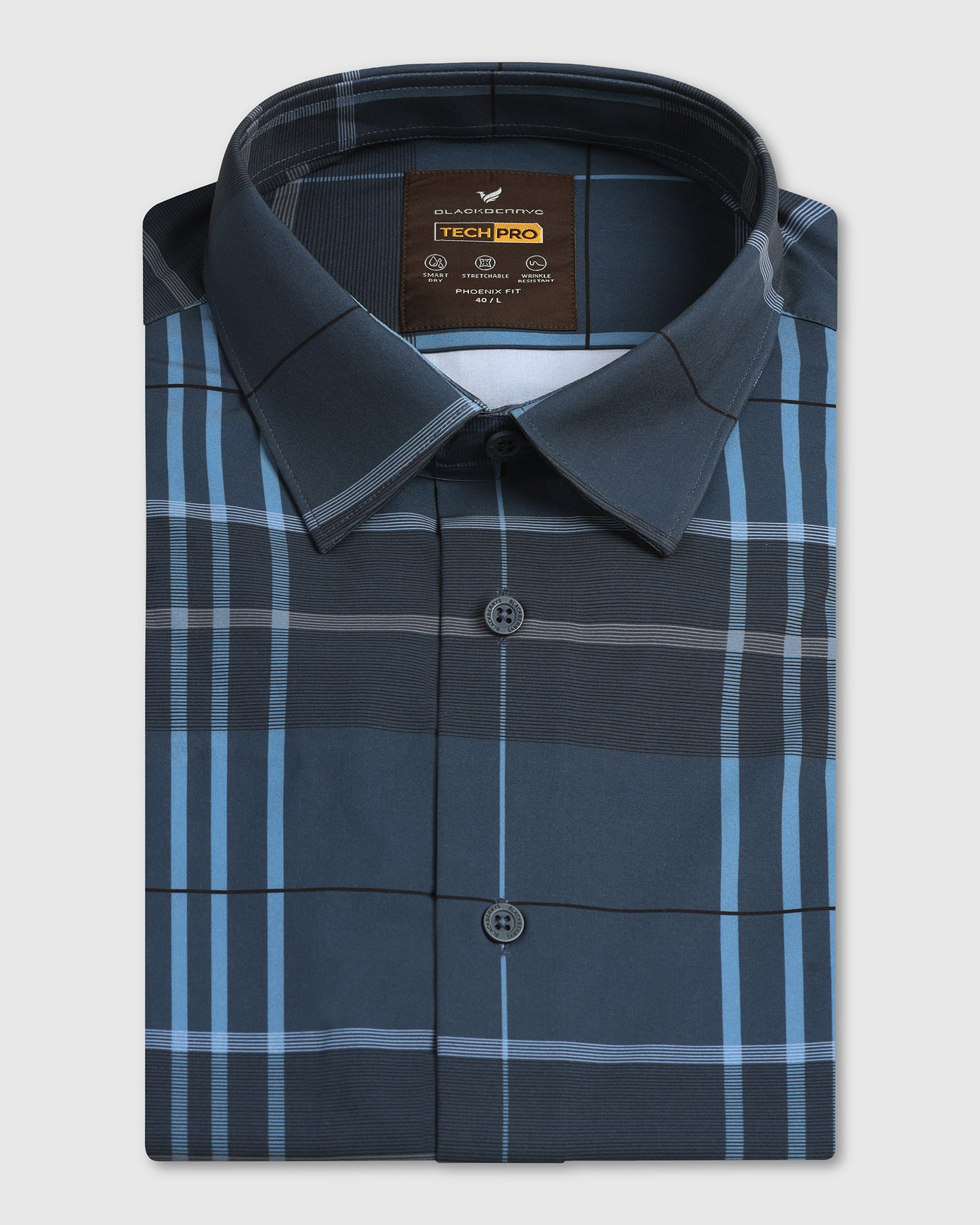 Blue Half Sleeve Techpro Check Shirt - Glen