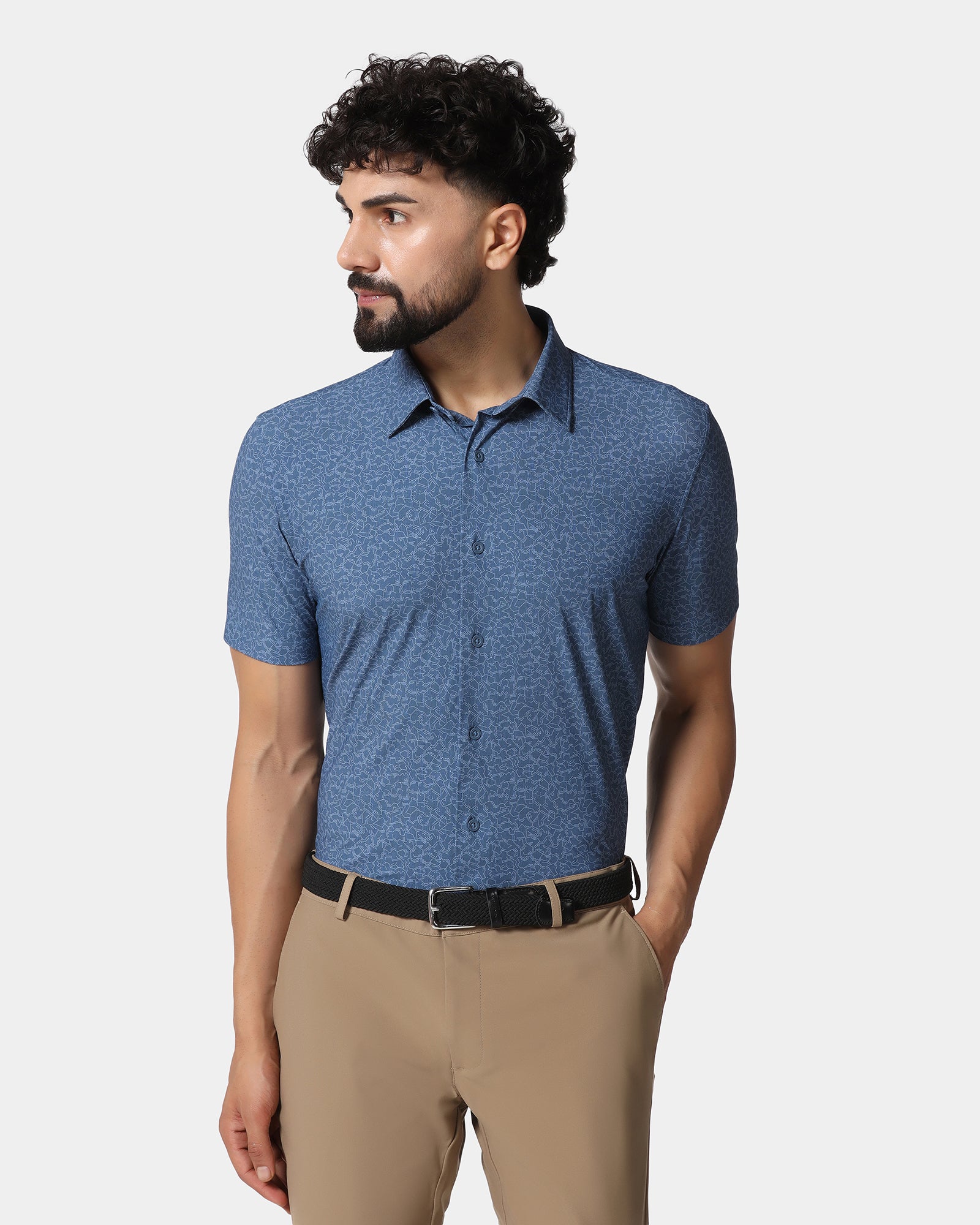 Blue Half Sleeve Techpro Printed Shirt - Ramtilhs