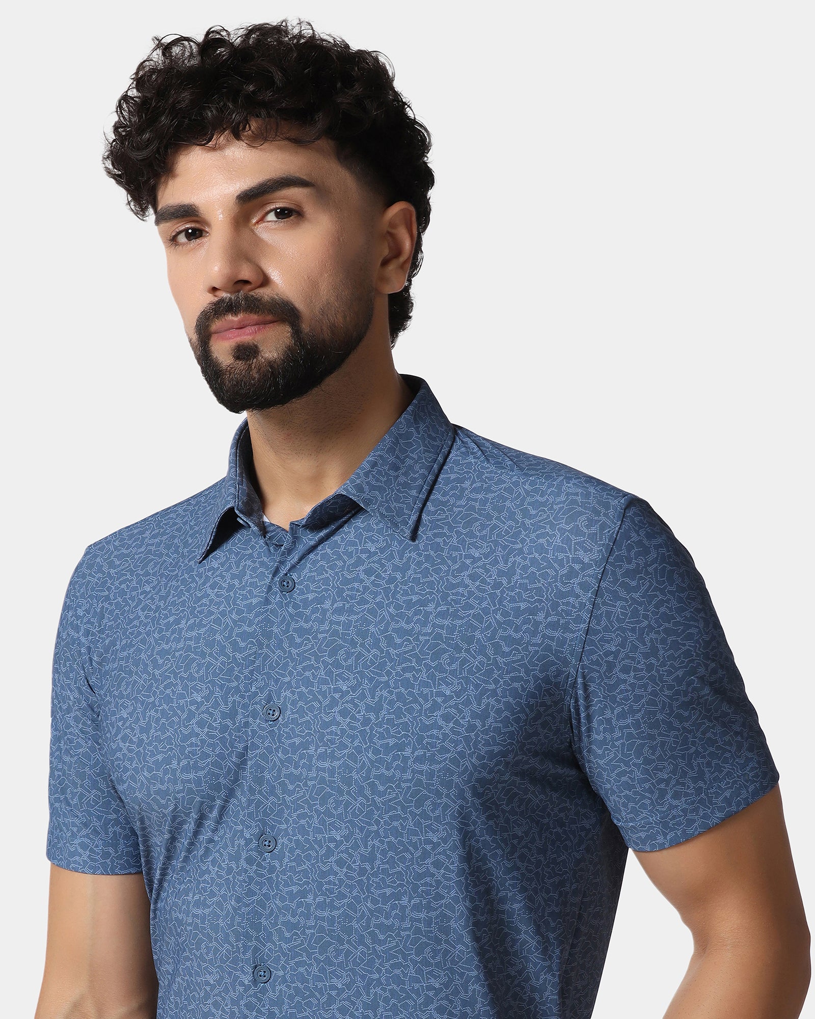 Blue Half Sleeve Techpro Printed Shirt - Ramtilhs