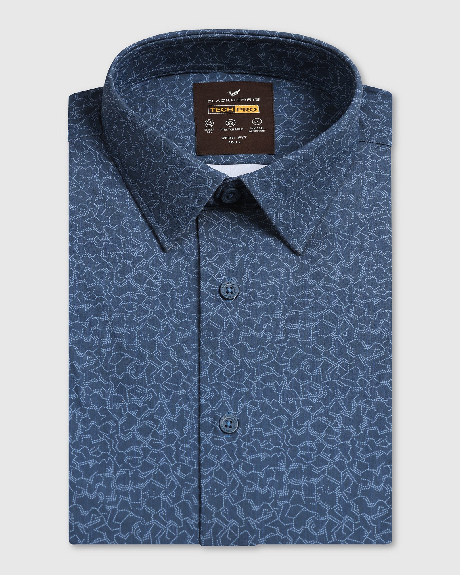 Blue Half Sleeve Techpro Printed Shirt - Ramtilhs