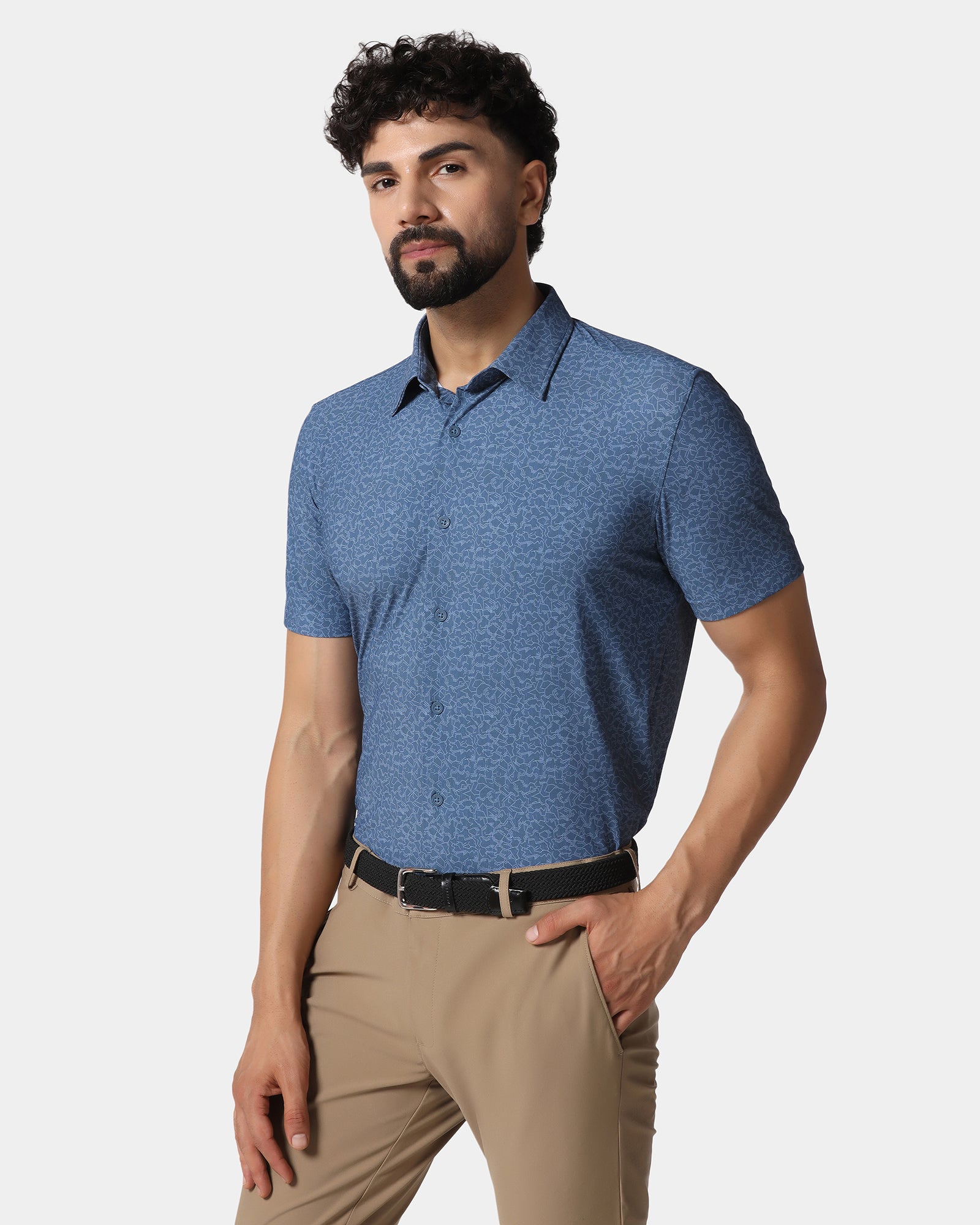 Blue Half Sleeve Techpro Printed Shirt - Ramtilhs