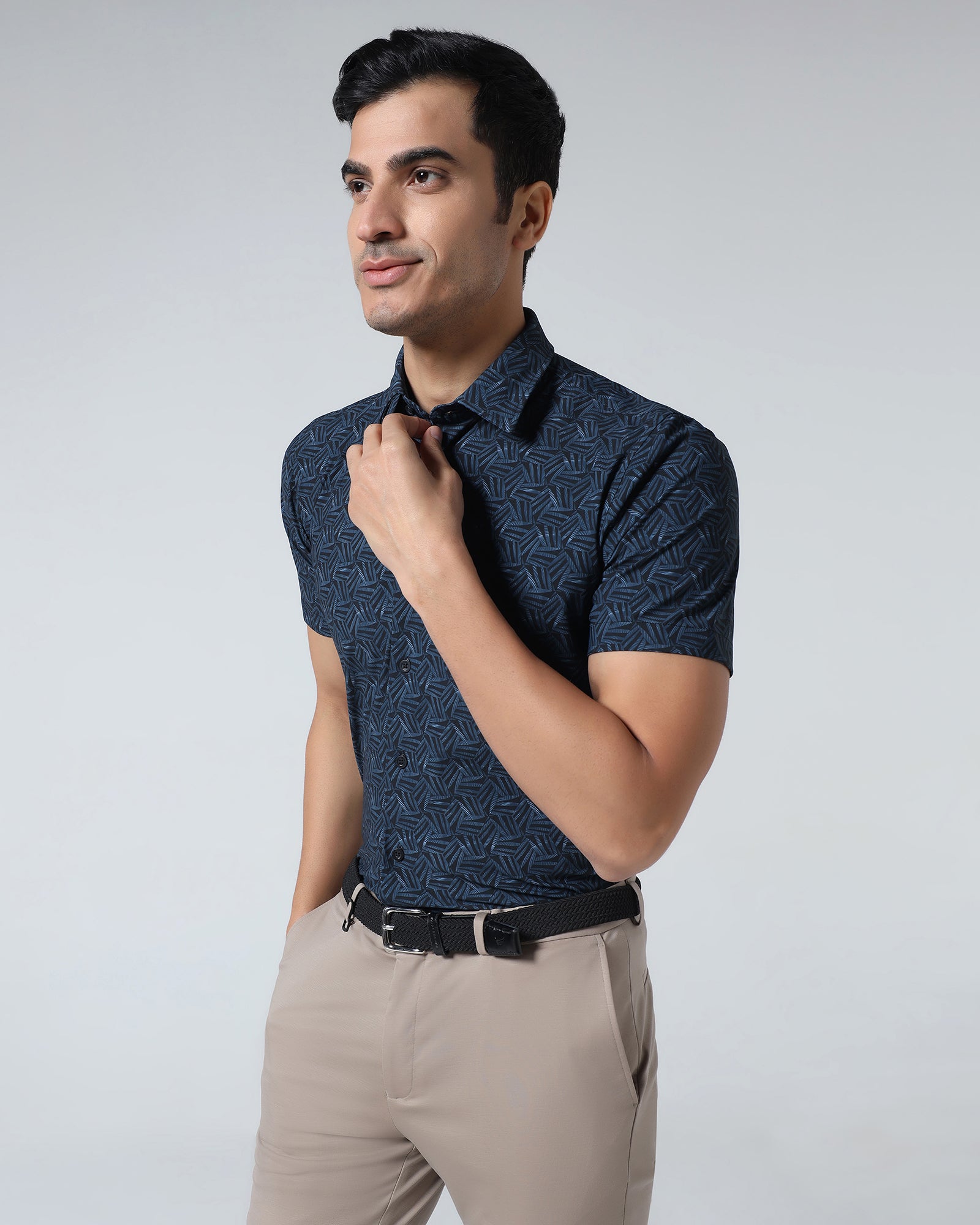 Blue Half Sleeve TechPro Printed Shirt - Reneos