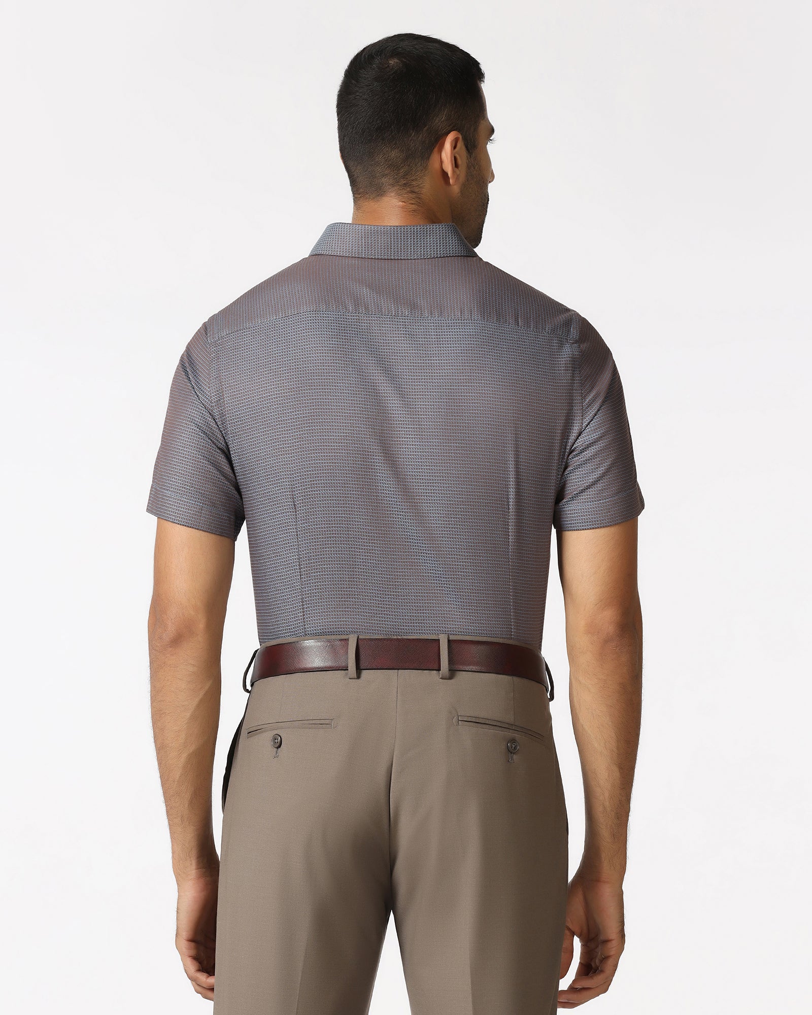 Blue Half Sleeve Textured Shirt - Recite