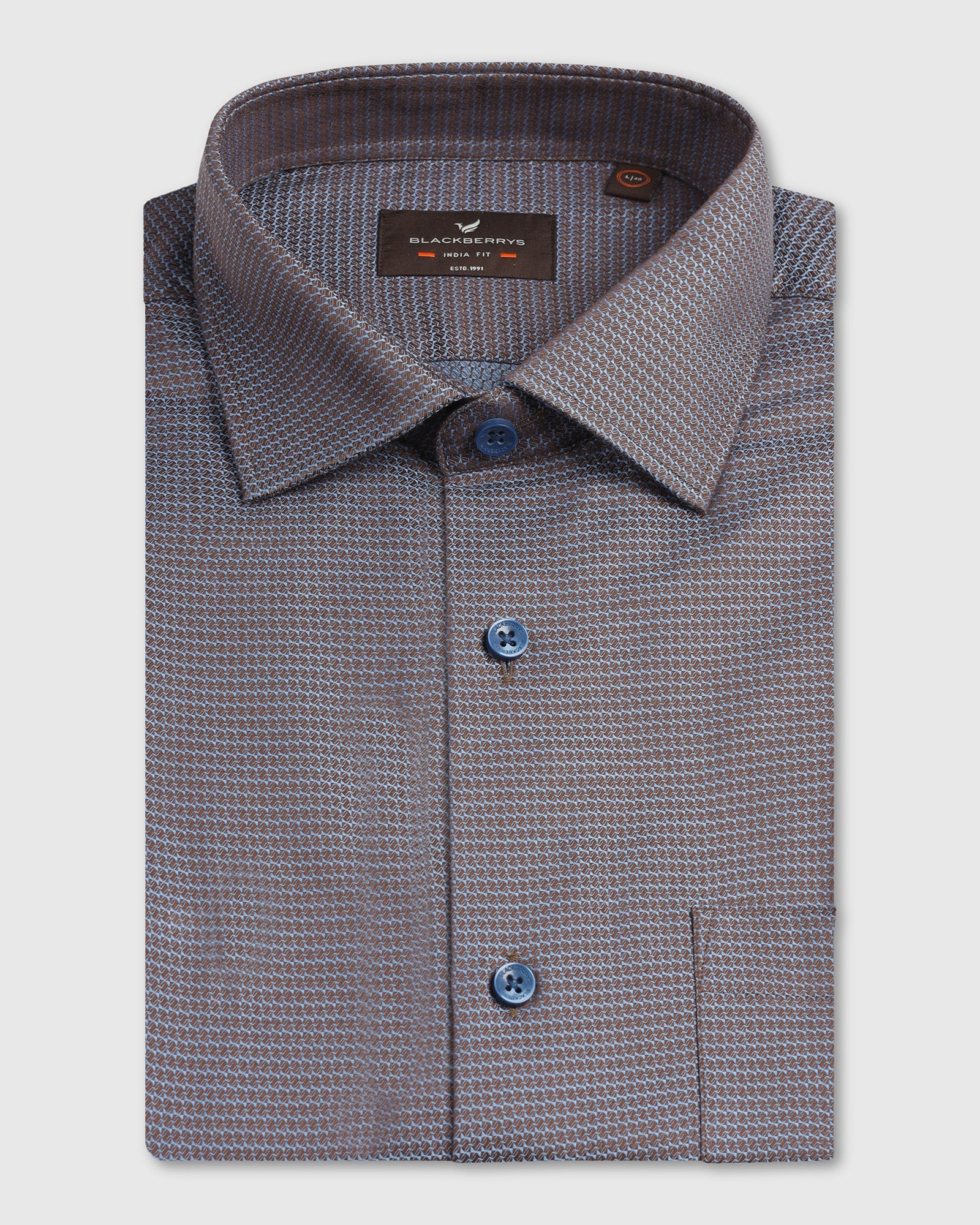 Blue Half Sleeve Textured Shirt - Recite