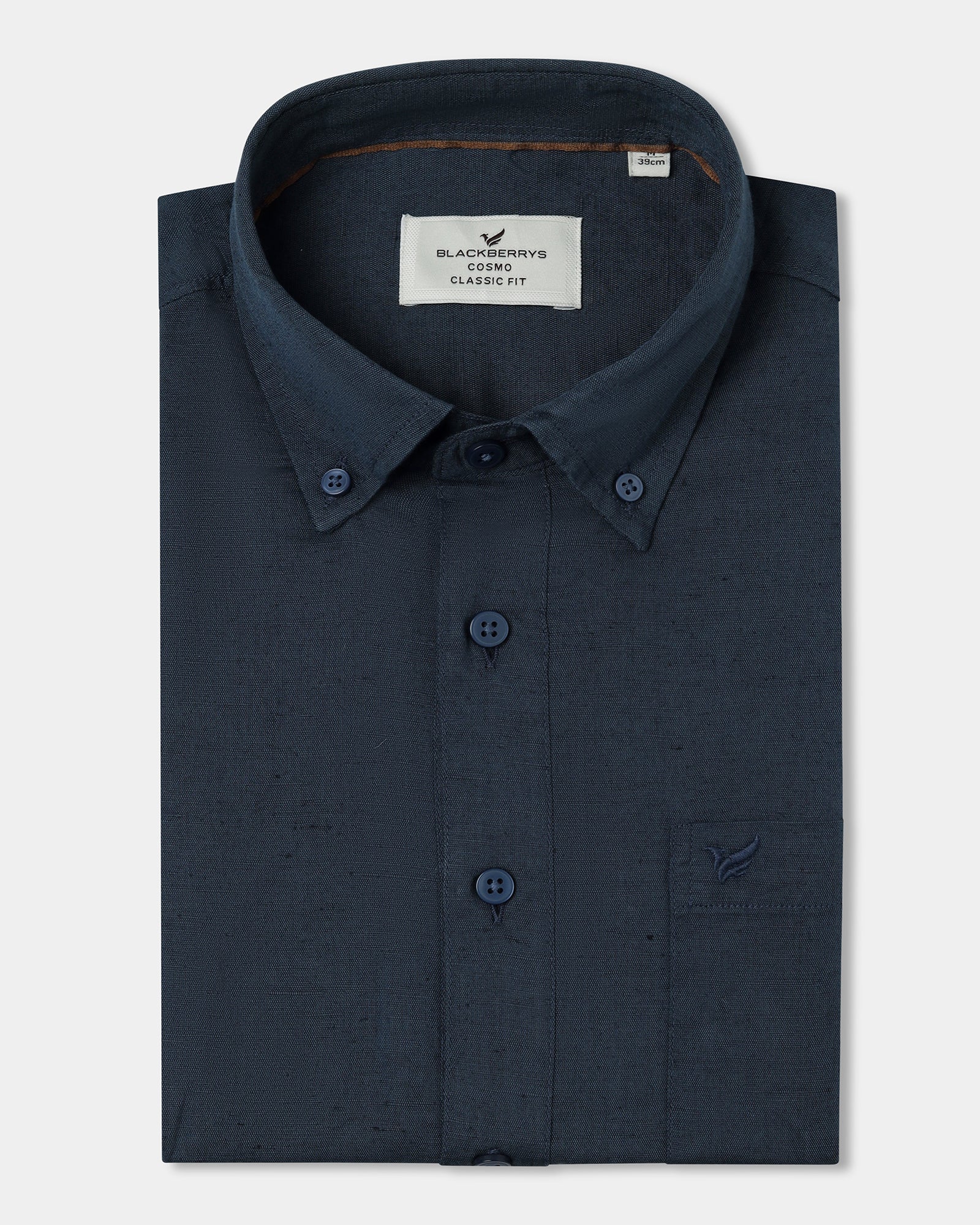 Blue Linen Solid Shirt - Joster