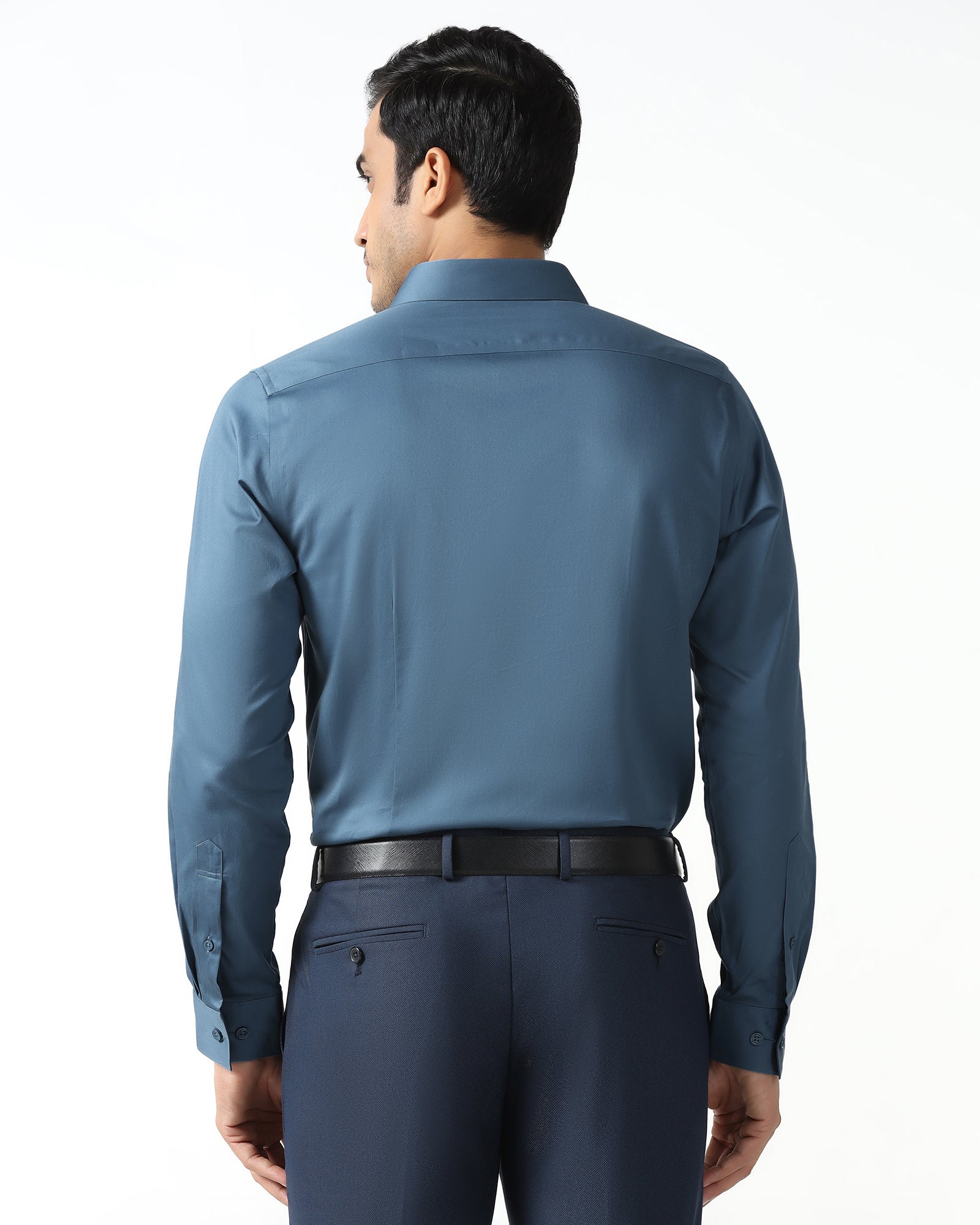 Blue Non Iron Solid Shirt - Liviya